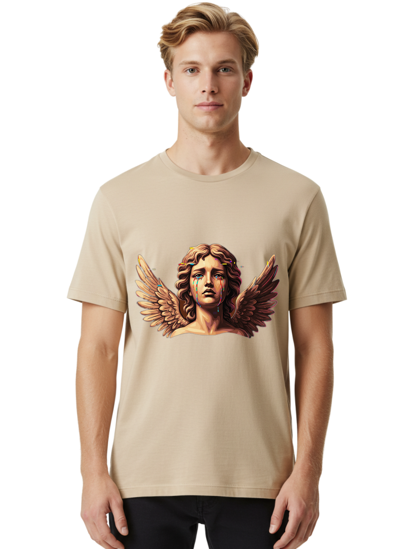 Crying-Angel-Statue-1 Men'S Graphic Tee, 100% Cotton, Comfortable Casual Summer Wear, Machine Washable, Vintage Camera, Old Camera, Antique Camera, Black Camera, Classic Photography, Photography Equipment, Nostalgic Device, Film Camera, Bam139