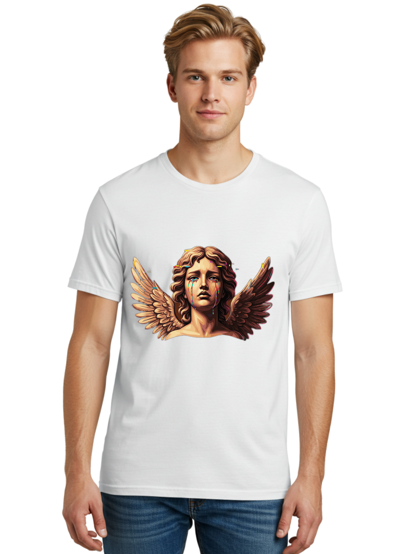 Crying-Angel-Statue-1 Men'S Graphic Tee, 100% Cotton, Comfortable Casual Summer Wear, Machine Washable, Vintage Camera, Old Camera, Antique Camera, Black Camera, Classic Photography, Photography Equipment, Nostalgic Device, Film Camera, Bam139