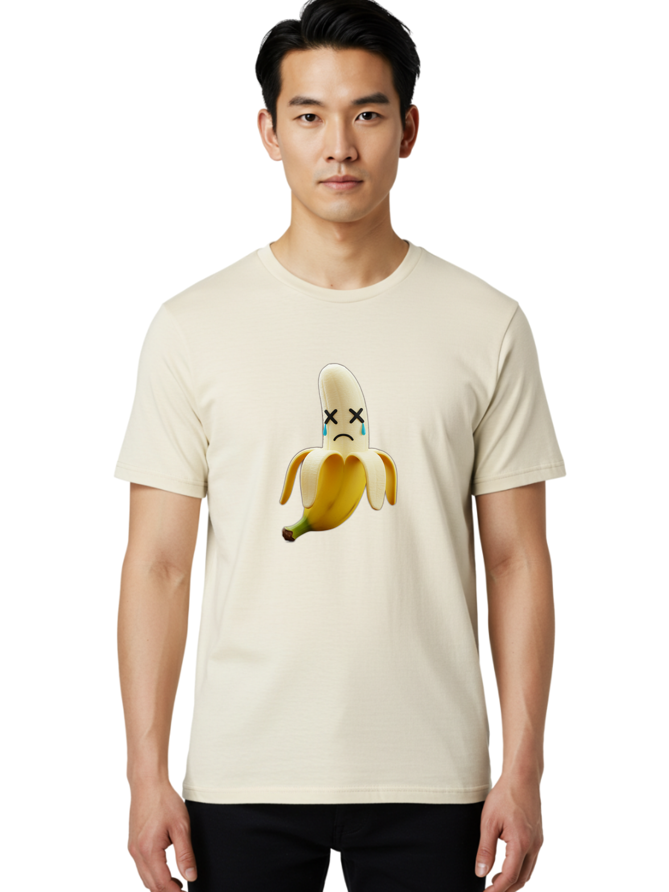 Crying-Banana-2 Men'S Graphic Tee, 100% Cotton, Comfortable Casual Summer Wear, Machine Washable, Vintage Camera, Old Camera, Antique Camera, Black Camera, Classic Photography, Photography Equipment, Nostalgic Device, Film Camera, Camera Art Bam143