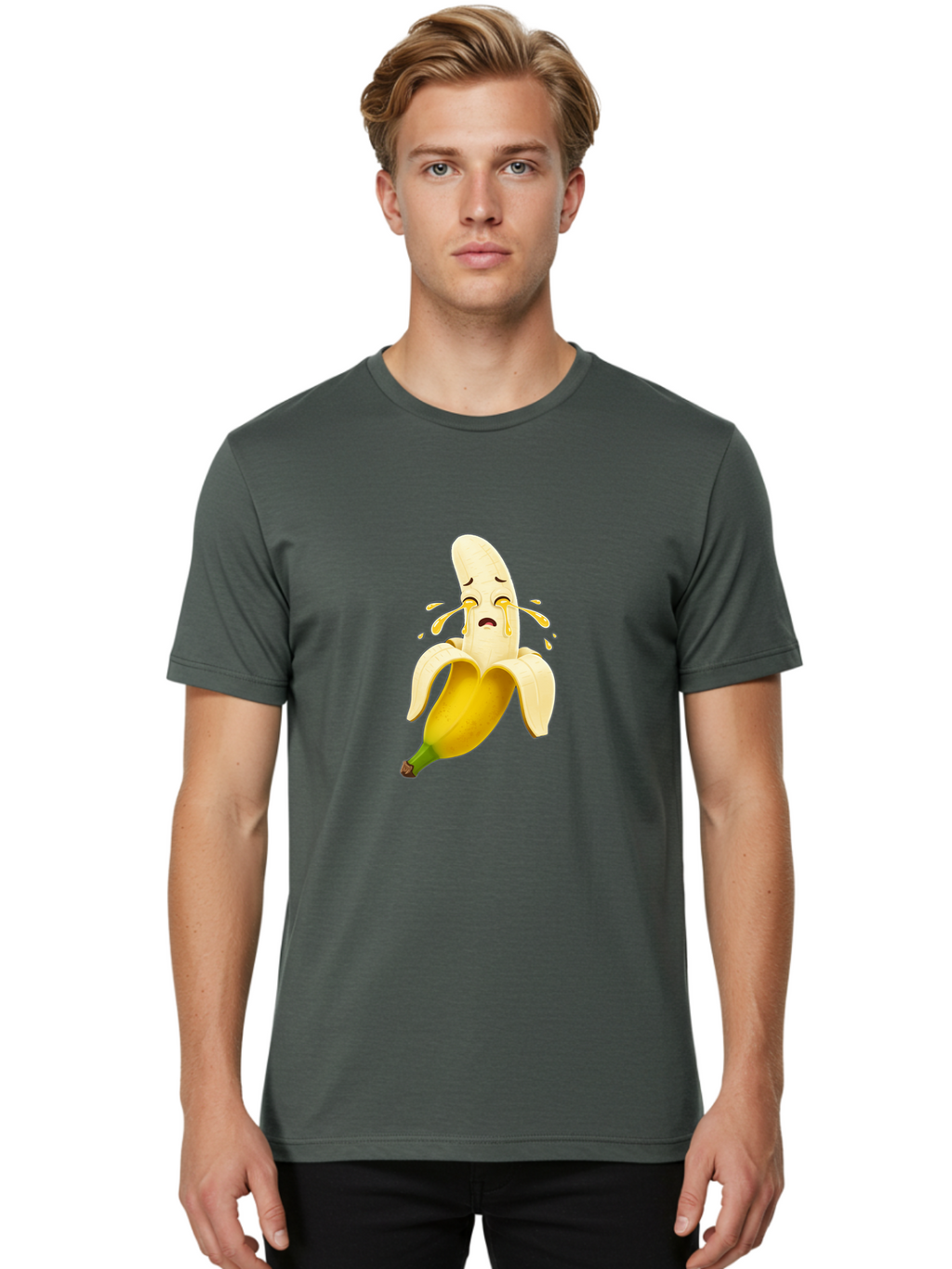 Crying-Banana-3 Men'S Graphic Tee, 100% Cotton, Comfortable Casual Summer Wear, Machine Washable, Vintage Camera, Old Camera, Antique Camera, Black Camera, Classic Photography, Photography Equipment, Nostalgic Device, Film Camera, Camera Art Bam144