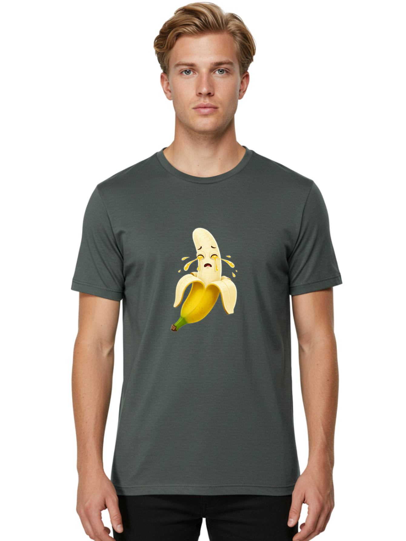 Crying-Banana-3 Men'S Graphic Tee, 100% Cotton, Comfortable Casual Summer Wear, Machine Washable, Vintage Camera, Old Camera, Antique Camera, Black Camera, Classic Photography, Photography Equipment, Nostalgic Device, Film Camera, Camera Art Bam144