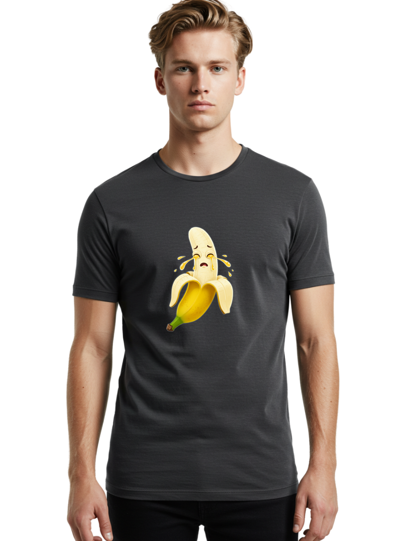 Crying-Banana-3 Men'S Graphic Tee, 100% Cotton, Comfortable Casual Summer Wear, Machine Washable, Vintage Camera, Old Camera, Antique Camera, Black Camera, Classic Photography, Photography Equipment, Nostalgic Device, Film Camera, Camera Art Bam144