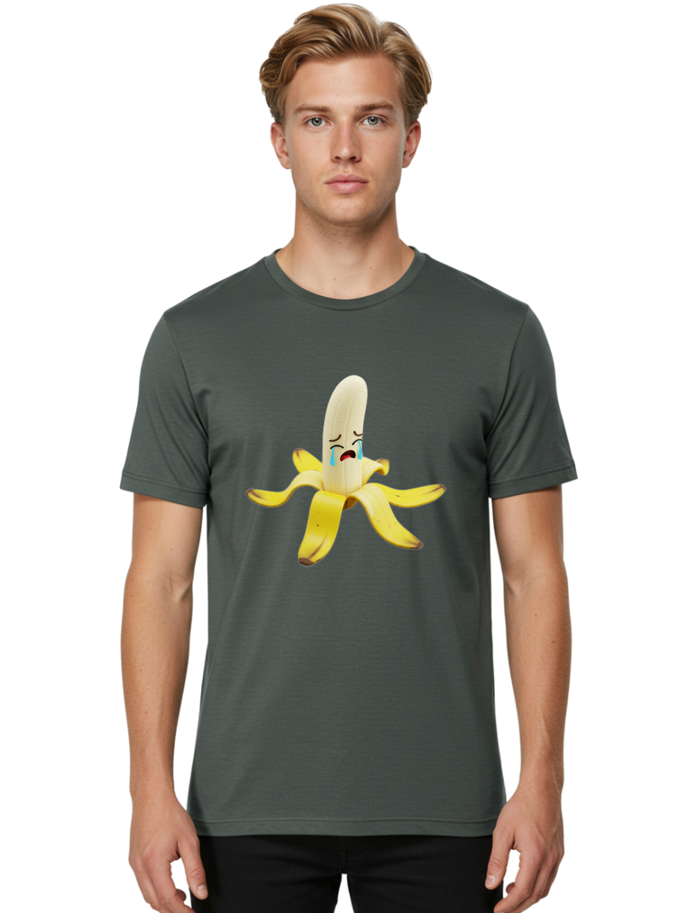 Crying-Banana-4 Men'S Graphic Tee, 100% Cotton, Comfortable Casual Summer Wear, Machine Washable, Vintage Camera, Old Camera, Antique Camera, Black Camera, Classic Photography, Photography Equipment, Nostalgic Device, Film Camera, Camera Art Bam145