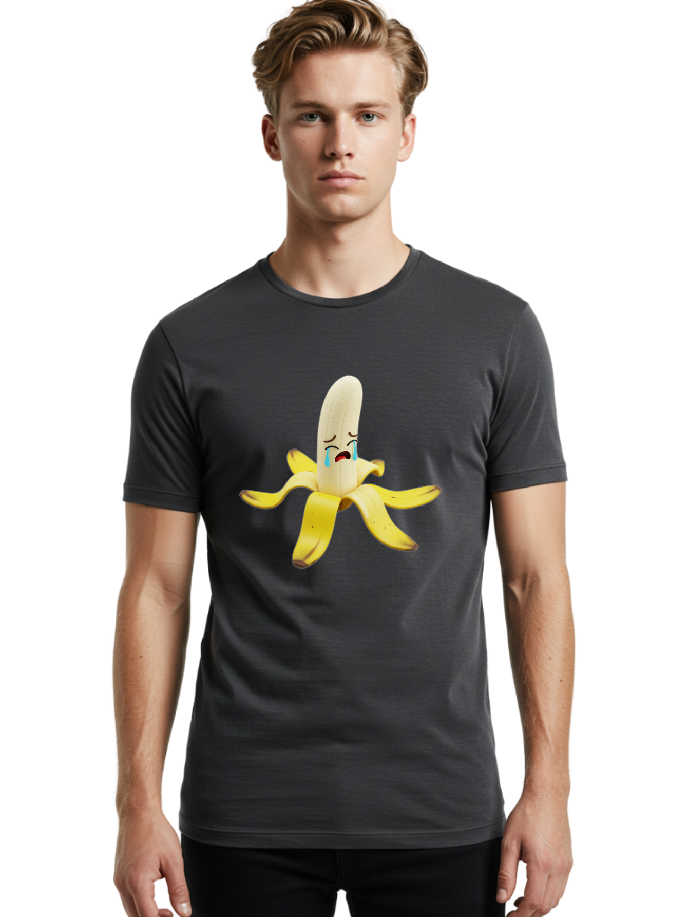 Crying-Banana-4 Men'S Graphic Tee, 100% Cotton, Comfortable Casual Summer Wear, Machine Washable, Vintage Camera, Old Camera, Antique Camera, Black Camera, Classic Photography, Photography Equipment, Nostalgic Device, Film Camera, Camera Art Bam145