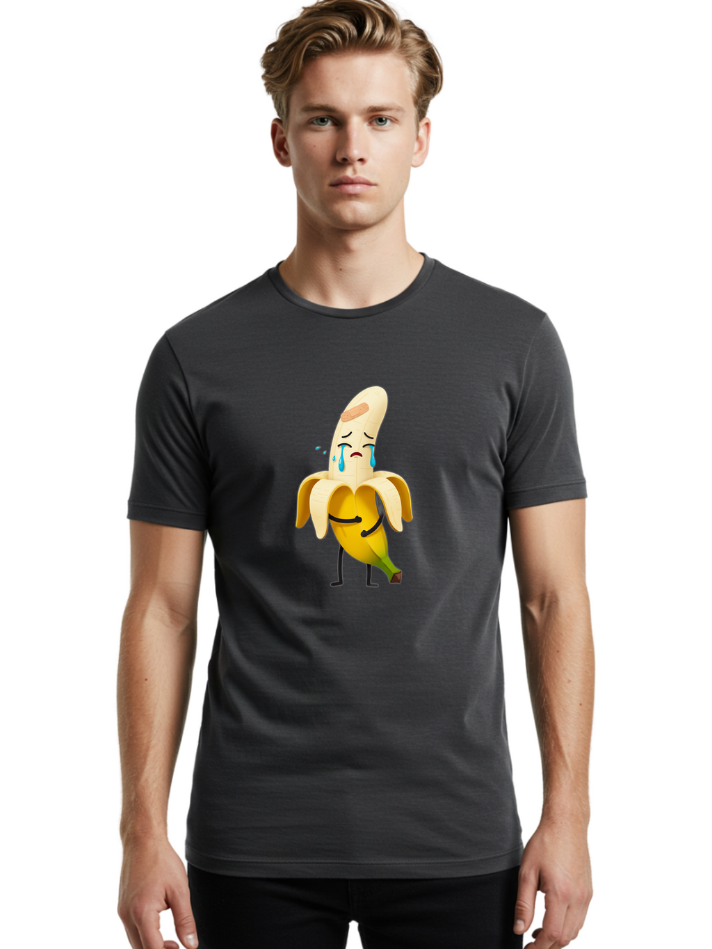 Crying-Banana-5 Men'S Graphic Tee, 100% Cotton, Comfortable Casual Summer Wear, Machine Washable, Vintage Camera, Old Camera, Antique Camera, Black Camera, Classic Photography, Photography Equipment, Nostalgic Device, Film Camera, Camera Art Bam146