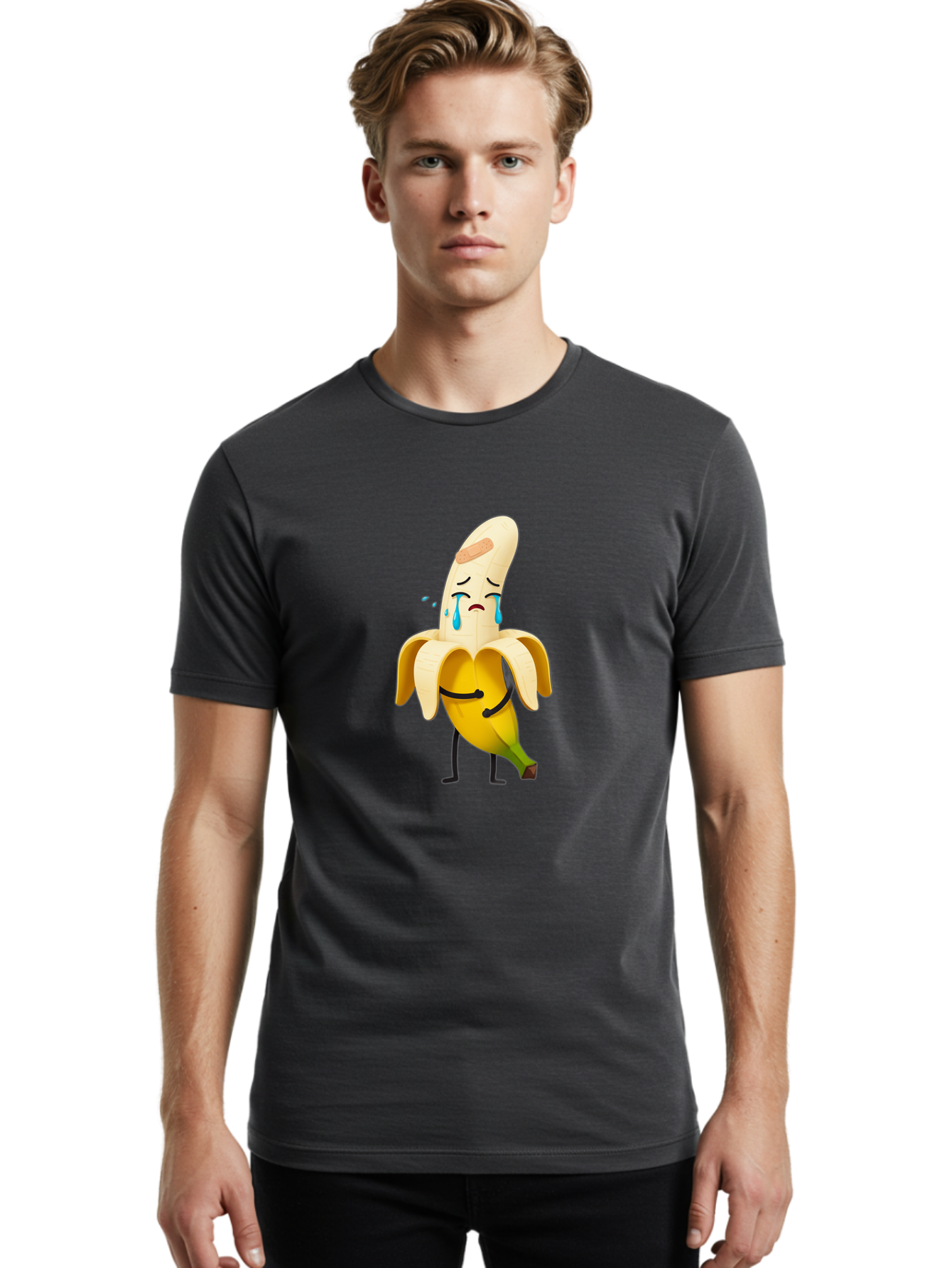 Crying-Banana-5 Men'S Graphic Tee, 100% Cotton, Comfortable Casual Summer Wear, Machine Washable, Vintage Camera, Old Camera, Antique Camera, Black Camera, Classic Photography, Photography Equipment, Nostalgic Device, Film Camera, Camera Art Bam146