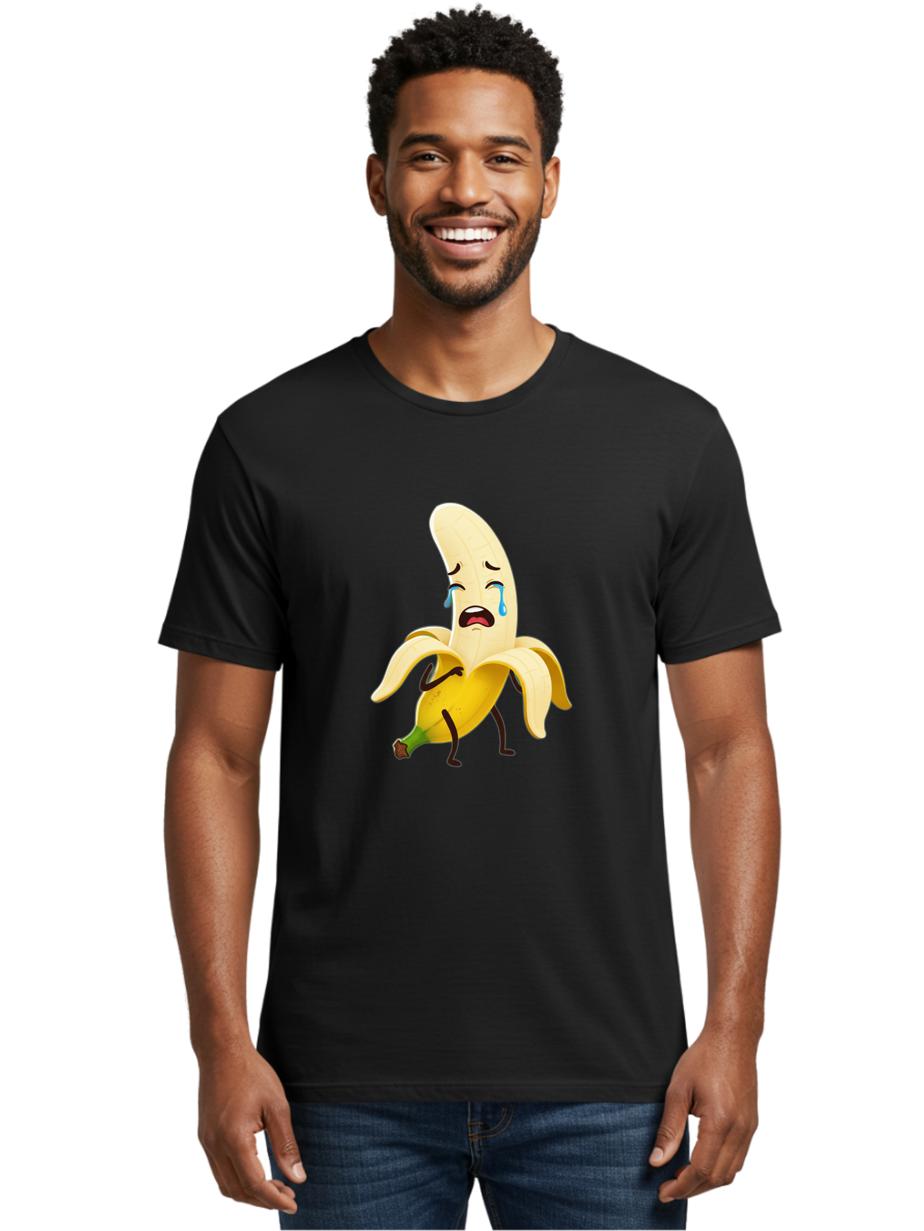 Crying-Banana-Character Men'S Graphic Tee, 100% Cotton, Comfortable Casual Summer Wear, Machine Washable, Vintage Camera, Old Camera, Antique Camera, Black Camera, Classic Photography, Photography Equipment, Nostalgic Device, Film Camera, Bam149