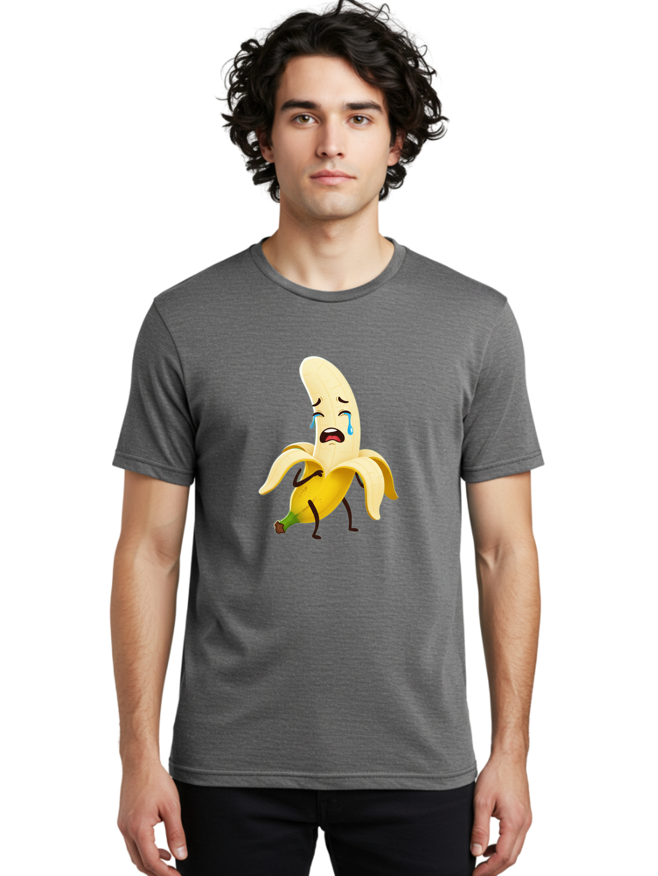 Crying-Banana-Character Men'S Graphic Tee, 100% Cotton, Comfortable Casual Summer Wear, Machine Washable, Vintage Camera, Old Camera, Antique Camera, Black Camera, Classic Photography, Photography Equipment, Nostalgic Device, Film Camera, Bam149