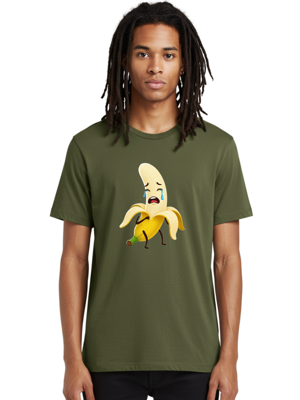 Crying-Banana-Character Men'S Graphic Tee, 100% Cotton, Comfortable Casual Summer Wear, Machine Washable, Vintage Camera, Old Camera, Antique Camera, Black Camera, Classic Photography, Photography Equipment, Nostalgic Device, Film Camera, Bam149