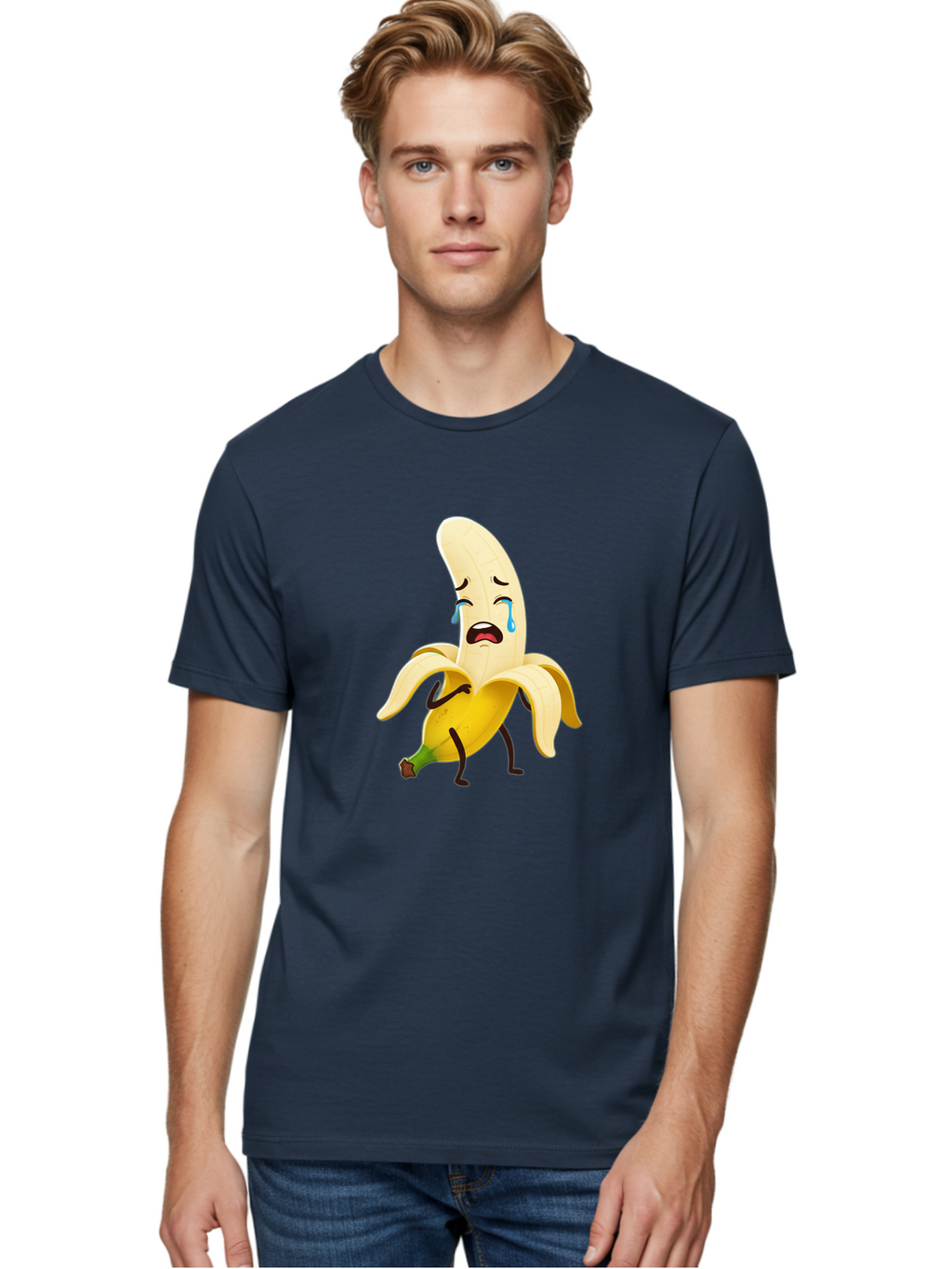 Crying-Banana-Character Men'S Graphic Tee, 100% Cotton, Comfortable Casual Summer Wear, Machine Washable, Vintage Camera, Old Camera, Antique Camera, Black Camera, Classic Photography, Photography Equipment, Nostalgic Device, Film Camera, Bam149