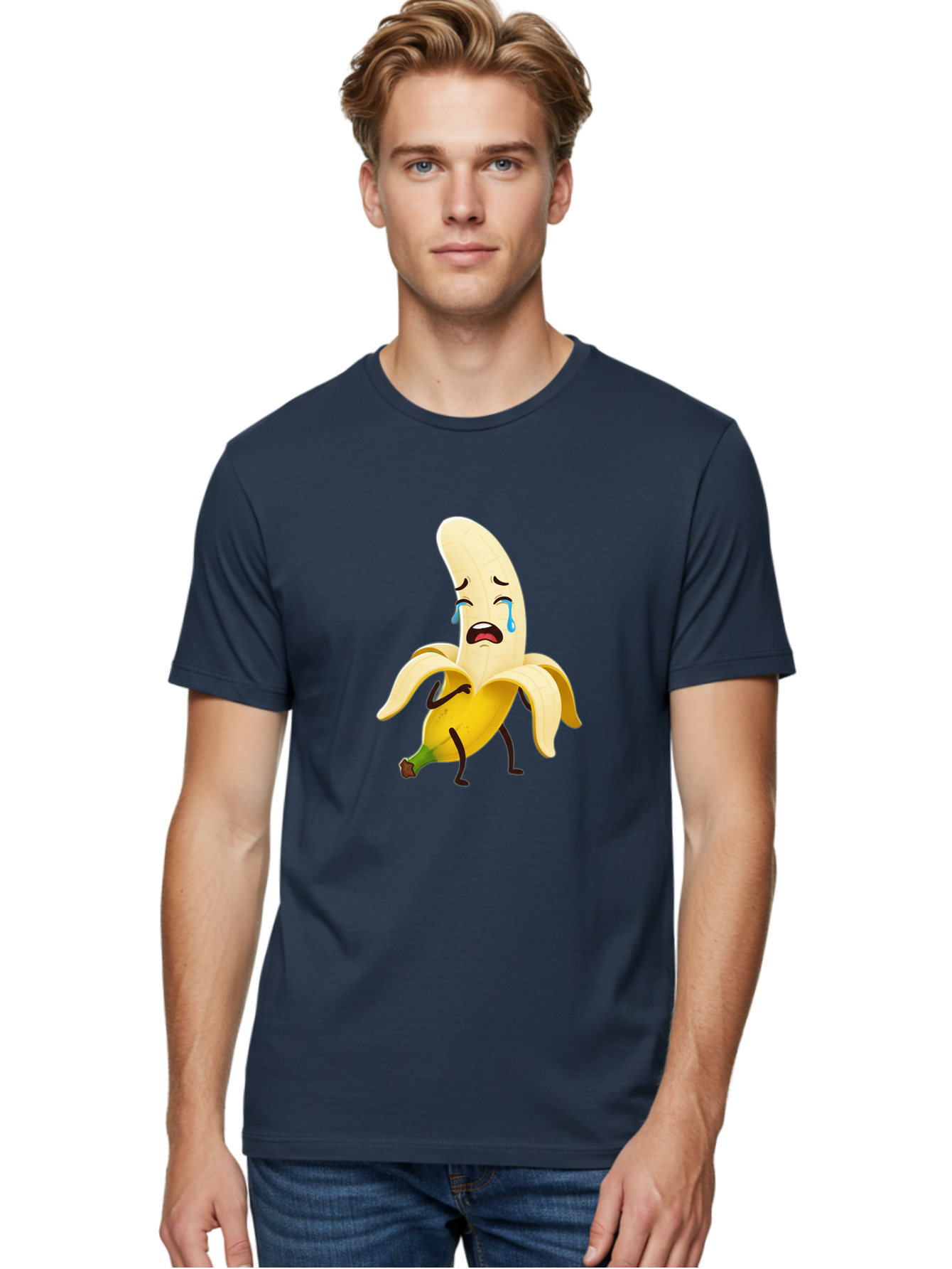 Crying-Banana-Character Men'S Graphic Tee, 100% Cotton, Comfortable Casual Summer Wear, Machine Washable, Vintage Camera, Old Camera, Antique Camera, Black Camera, Classic Photography, Photography Equipment, Nostalgic Device, Film Camera, Bam149