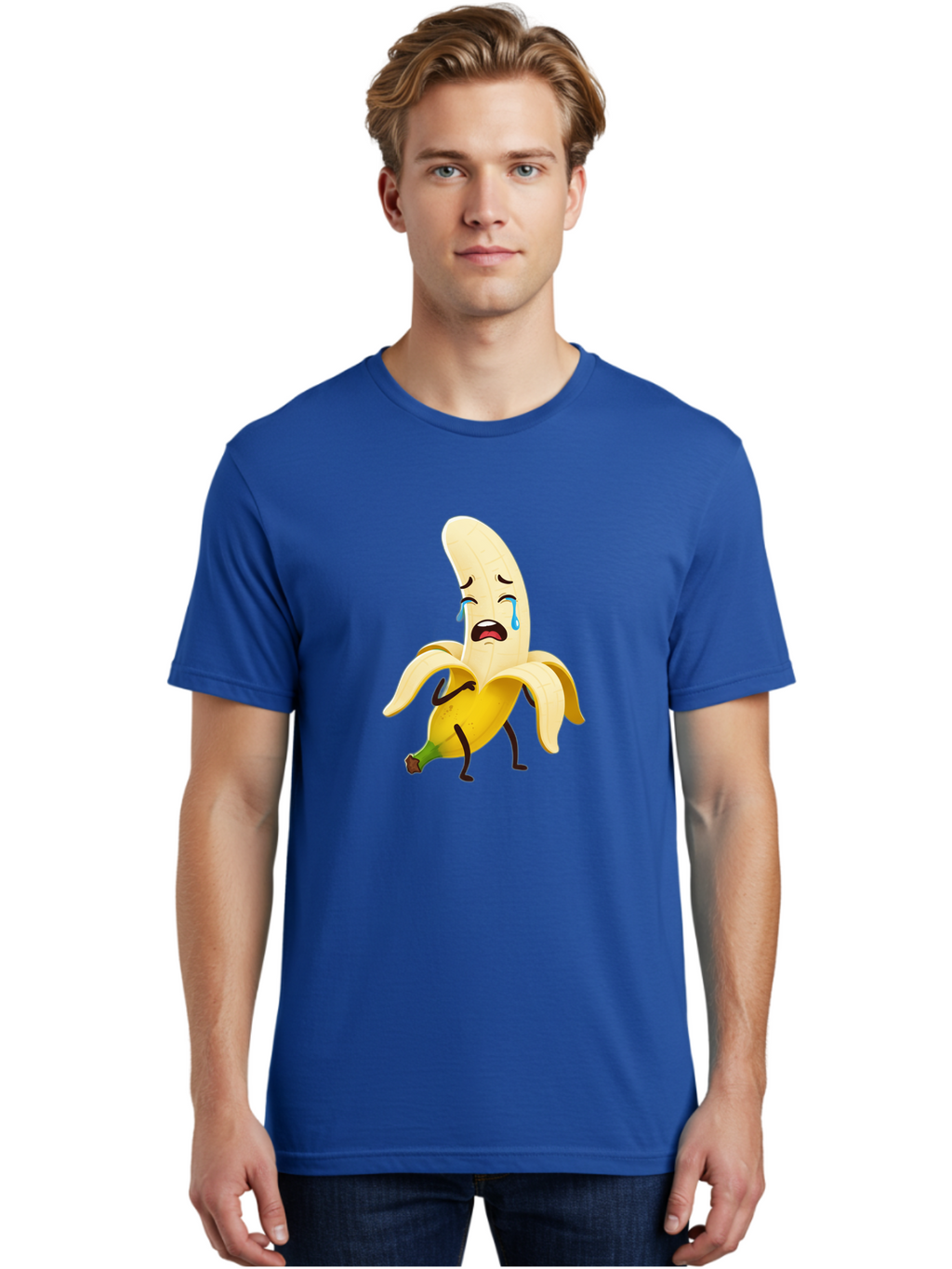 Crying-Banana-Character Men'S Graphic Tee, 100% Cotton, Comfortable Casual Summer Wear, Machine Washable, Vintage Camera, Old Camera, Antique Camera, Black Camera, Classic Photography, Photography Equipment, Nostalgic Device, Film Camera, Bam149