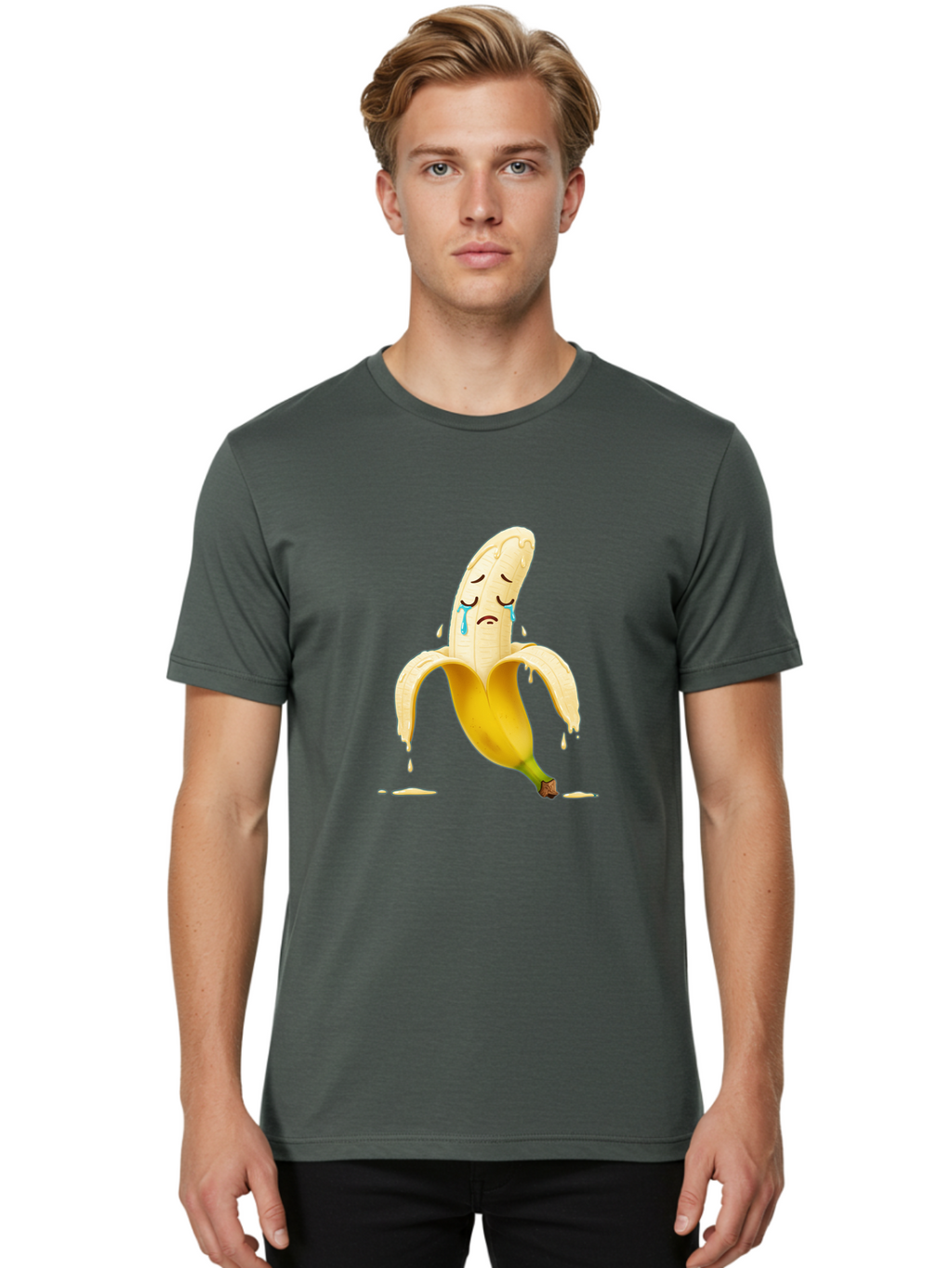 Crying-Banana-Peel-1 Men'S Graphic Tee, 100% Cotton, Comfortable Casual Summer Wear, Machine Washable, Vintage Camera, Old Camera, Antique Camera, Black Camera, Classic Photography, Photography Equipment, Nostalgic Device, Film Camera, Bam150