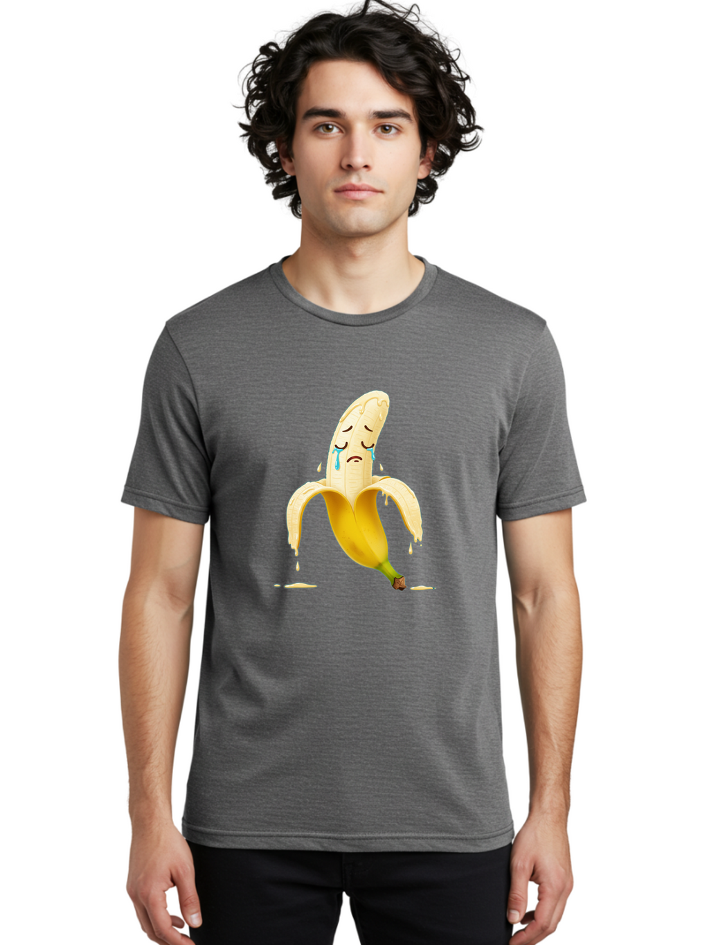 Crying-Banana-Peel-1 Men'S Graphic Tee, 100% Cotton, Comfortable Casual Summer Wear, Machine Washable, Vintage Camera, Old Camera, Antique Camera, Black Camera, Classic Photography, Photography Equipment, Nostalgic Device, Film Camera, Bam150