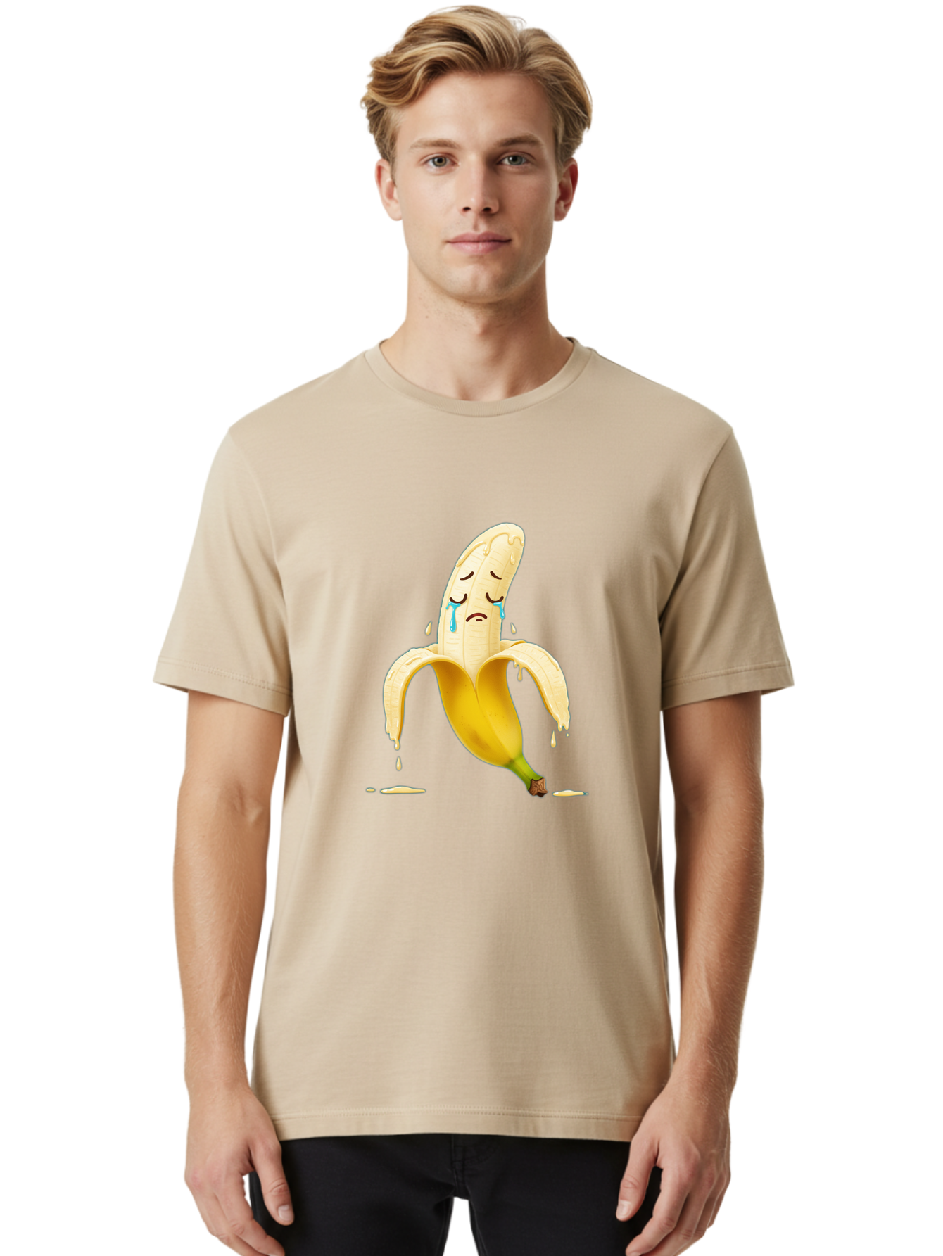 Crying-Banana-Peel-1 Men'S Graphic Tee, 100% Cotton, Comfortable Casual Summer Wear, Machine Washable, Vintage Camera, Old Camera, Antique Camera, Black Camera, Classic Photography, Photography Equipment, Nostalgic Device, Film Camera, Bam150