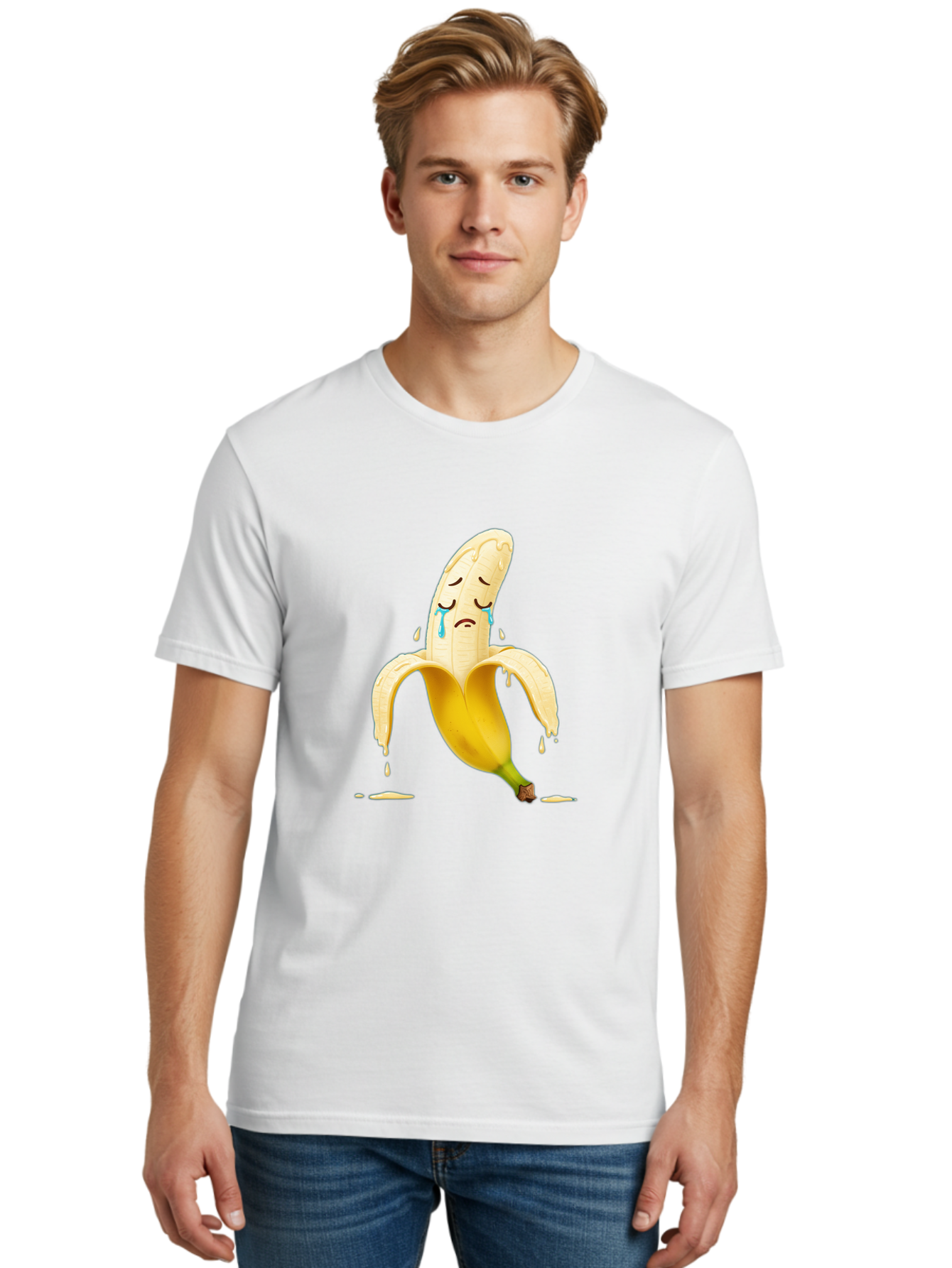 Crying-Banana-Peel-1 Men'S Graphic Tee, 100% Cotton, Comfortable Casual Summer Wear, Machine Washable, Vintage Camera, Old Camera, Antique Camera, Black Camera, Classic Photography, Photography Equipment, Nostalgic Device, Film Camera, Bam150