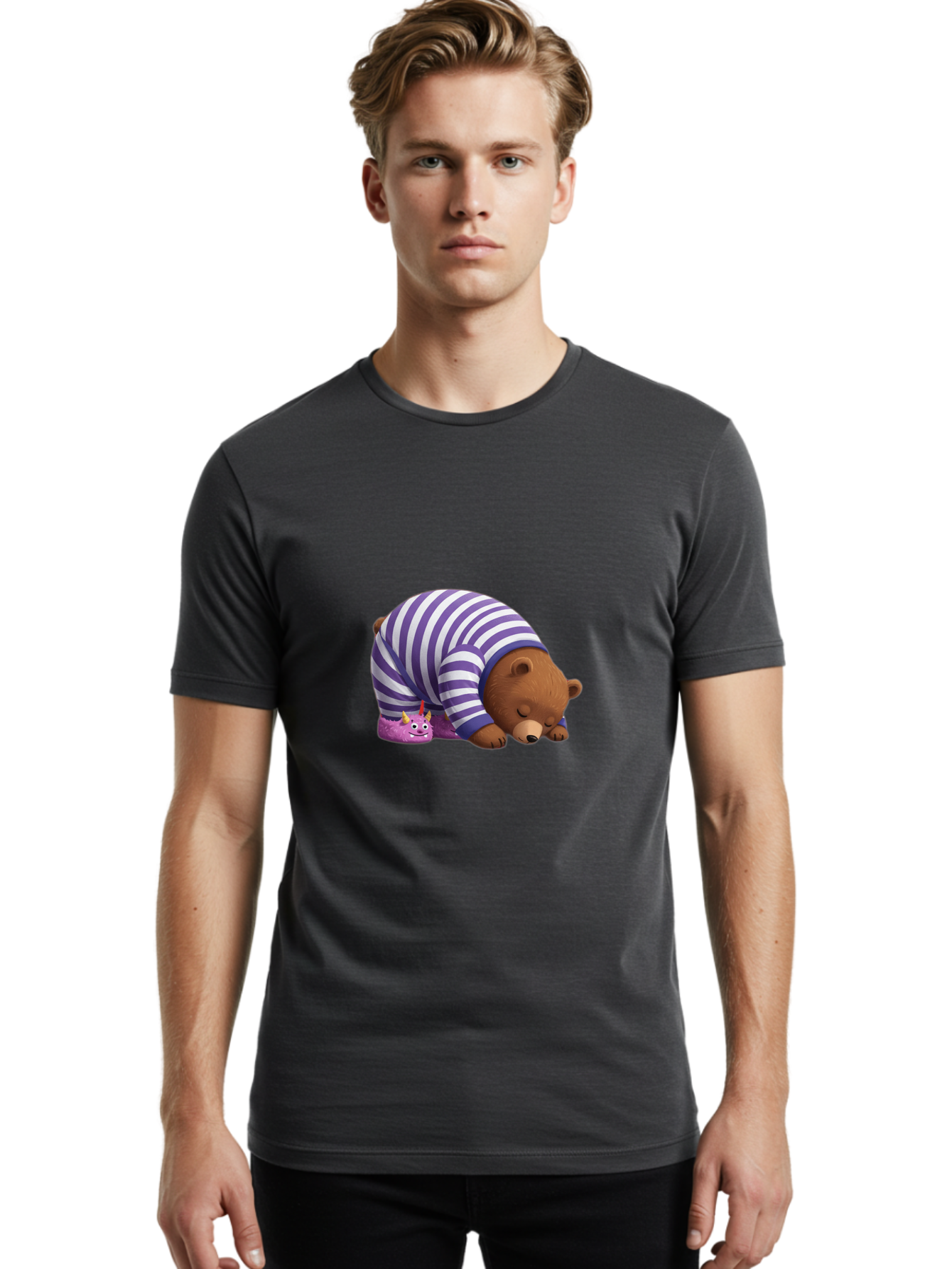 Crying-Bear-With-Unicorn-Slippers Men'S Graphic Tee, 100% Cotton, Comfortable Casual Summer Wear, Machine Washable, Vintage Camera, Old Camera, Antique Camera, Black Camera, Classic Photography, Photography Equipment, Nostalgic Device, Bam153