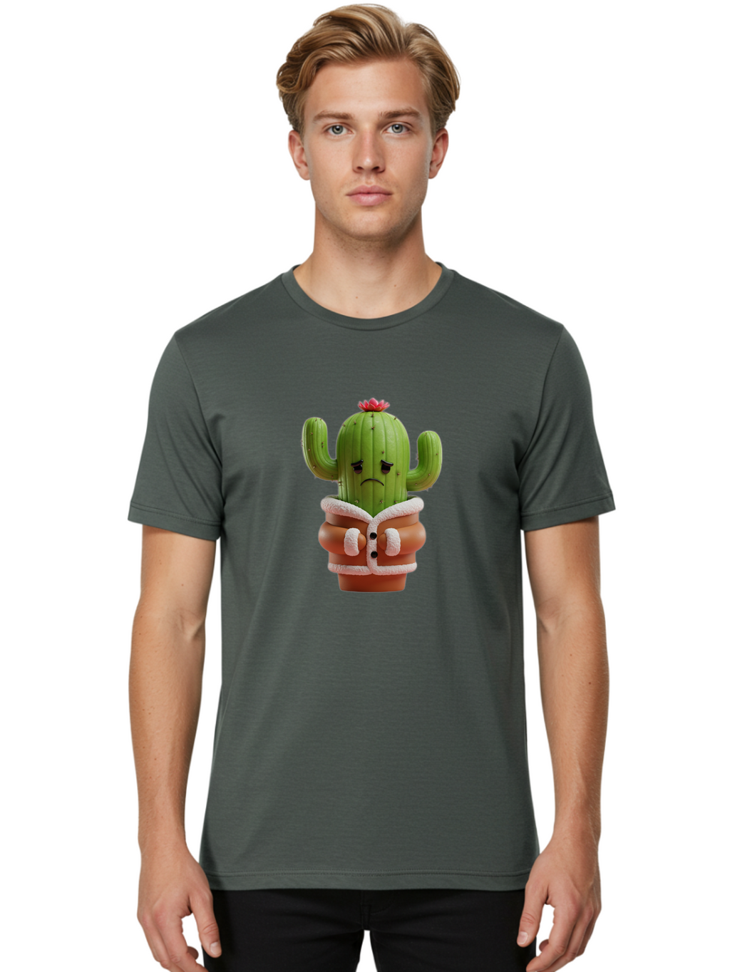 Crying-Cactus-1 Men'S Graphic Tee, 100% Cotton, Comfortable Casual Summer Wear, Machine Washable, Vintage Camera, Old Camera, Antique Camera, Black Camera, Classic Photography, Photography Equipment, Nostalgic Device, Film Camera, Camera Art Bam154