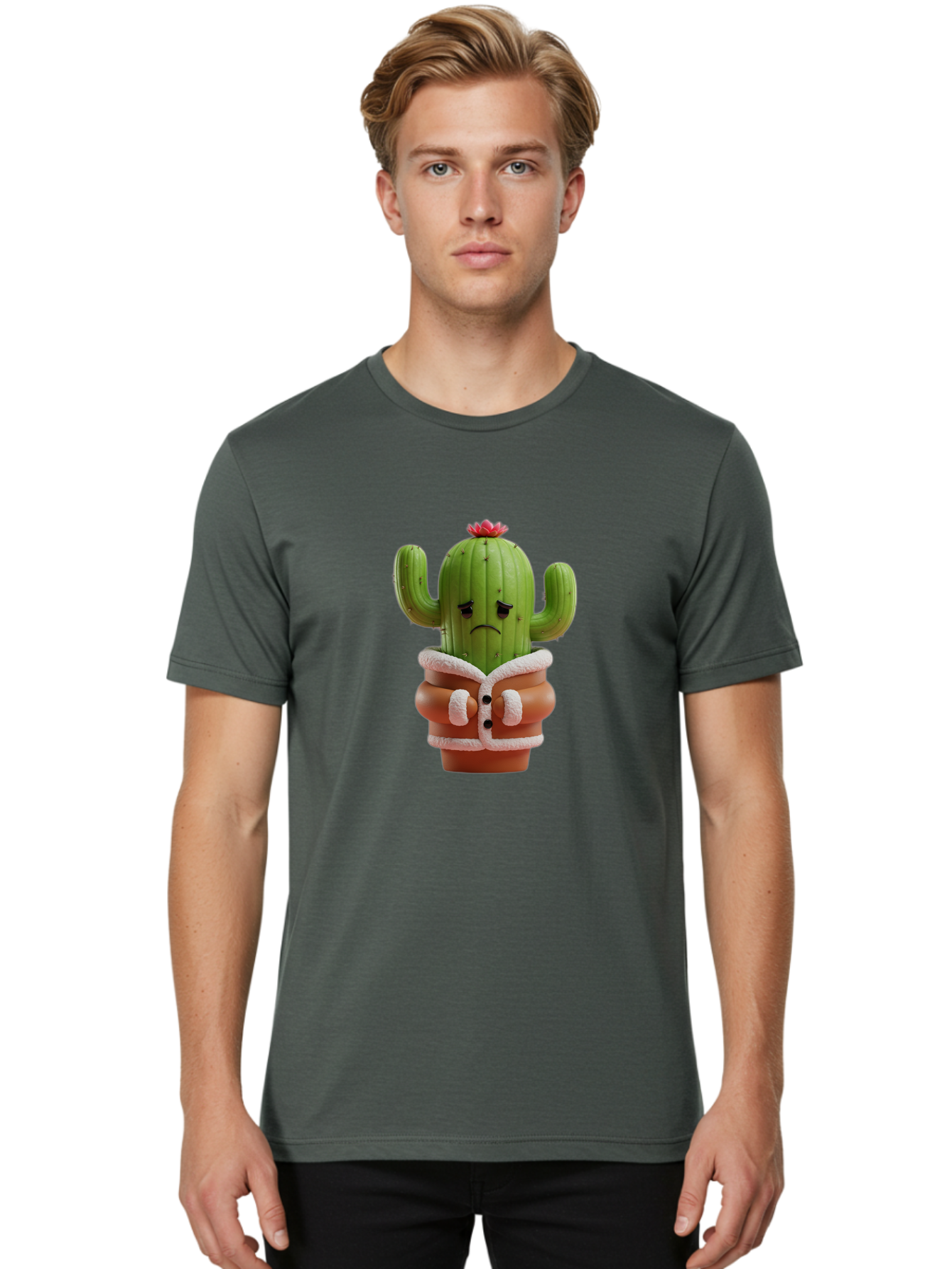 Crying-Cactus-1 Men'S Graphic Tee, 100% Cotton, Comfortable Casual Summer Wear, Machine Washable, Vintage Camera, Old Camera, Antique Camera, Black Camera, Classic Photography, Photography Equipment, Nostalgic Device, Film Camera, Camera Art Bam154