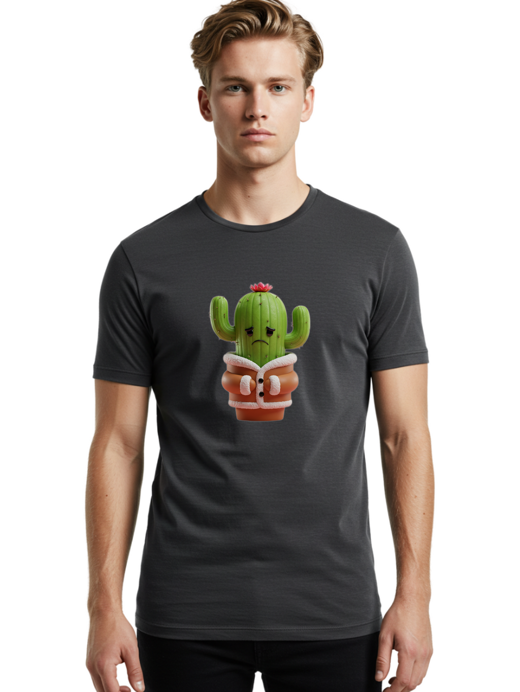 Crying-Cactus-1 Men'S Graphic Tee, 100% Cotton, Comfortable Casual Summer Wear, Machine Washable, Vintage Camera, Old Camera, Antique Camera, Black Camera, Classic Photography, Photography Equipment, Nostalgic Device, Film Camera, Camera Art Bam154