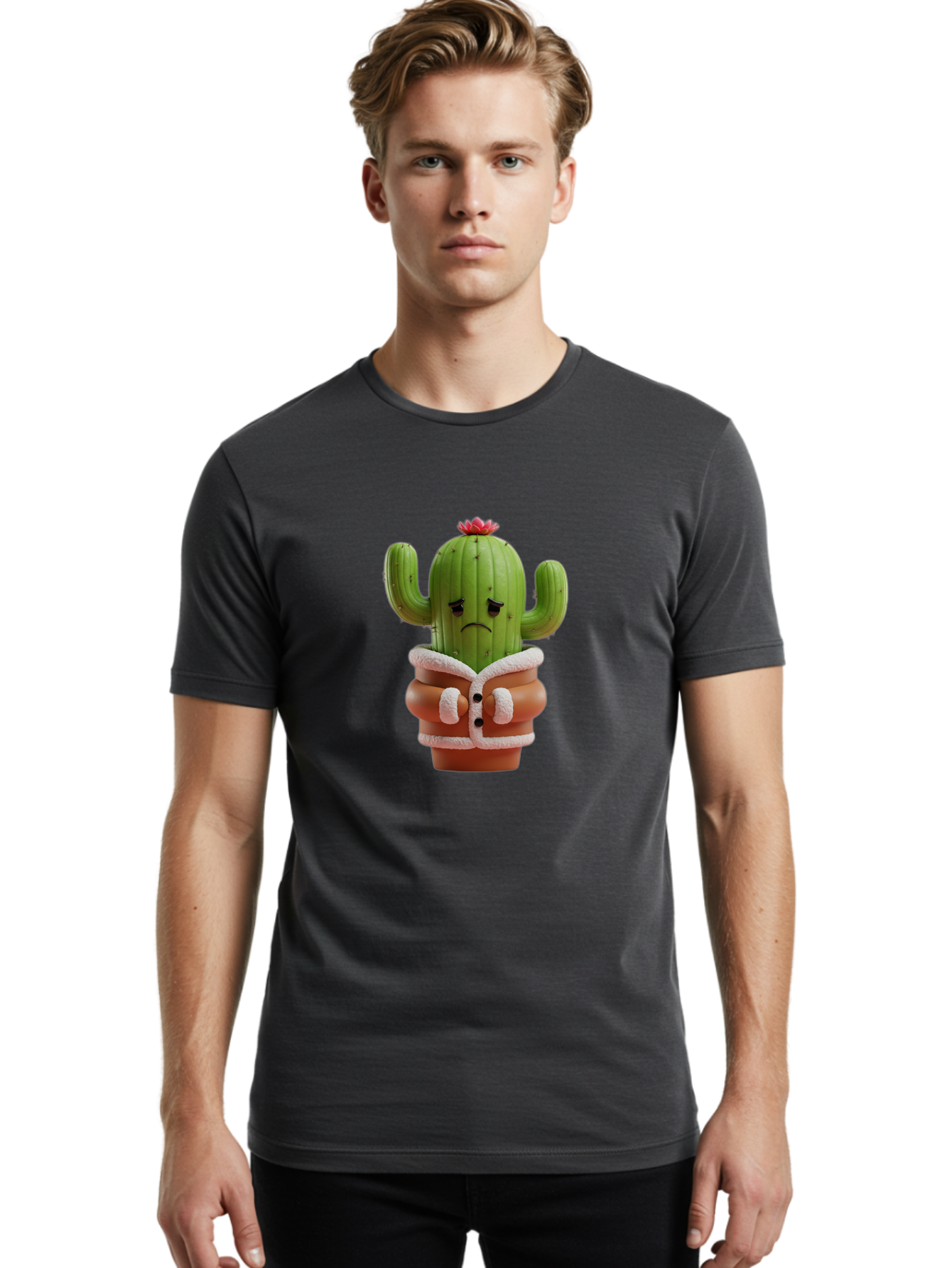 Crying-Cactus-1 Men'S Graphic Tee, 100% Cotton, Comfortable Casual Summer Wear, Machine Washable, Vintage Camera, Old Camera, Antique Camera, Black Camera, Classic Photography, Photography Equipment, Nostalgic Device, Film Camera, Camera Art Bam154