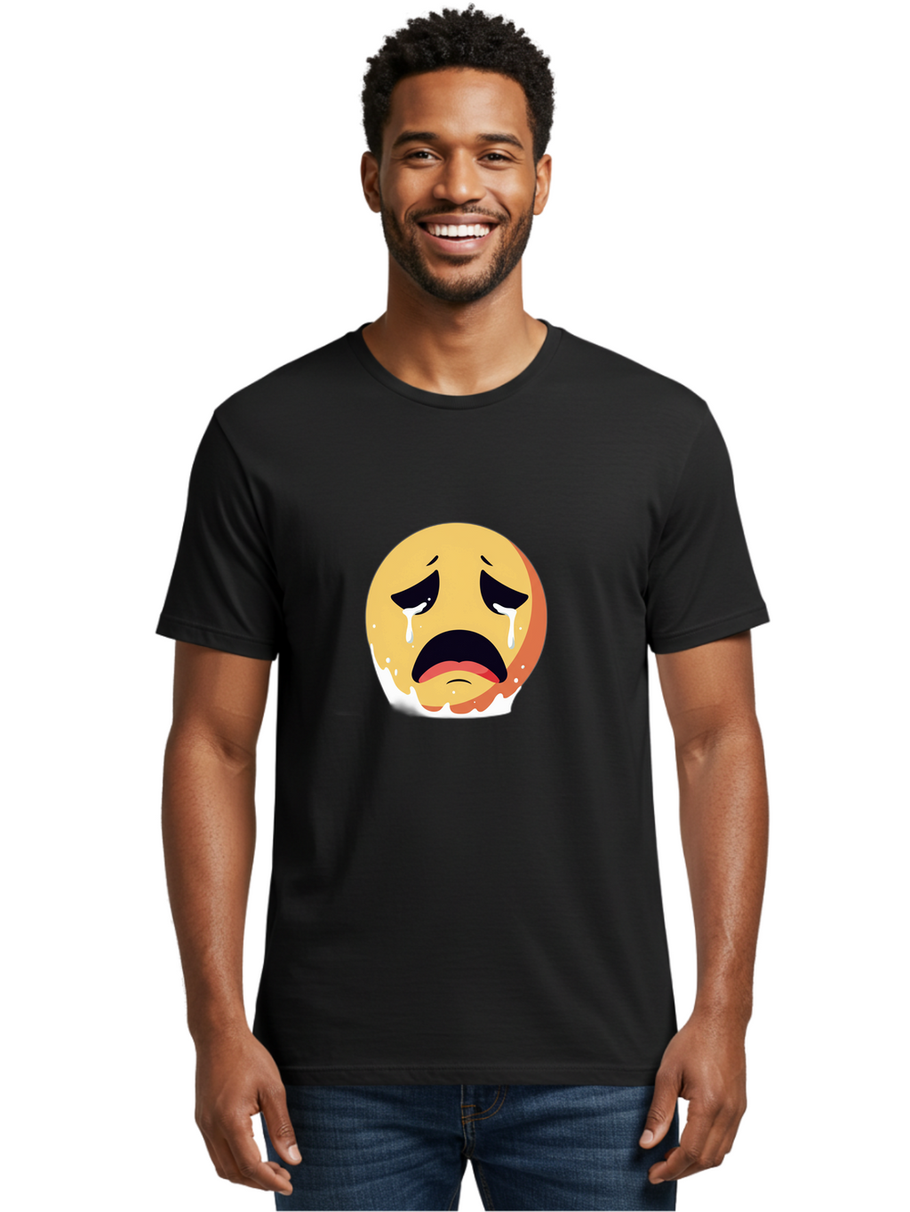 Crying-Emoji Men'S Graphic Tee, 100% Cotton, Comfortable Casual Summer Wear, Machine Washable, Vintage Camera, Old Camera, Antique Camera, Black Camera, Classic Photography, Photography Equipment, Nostalgic Device, Film Camera, Camera Art Bam156