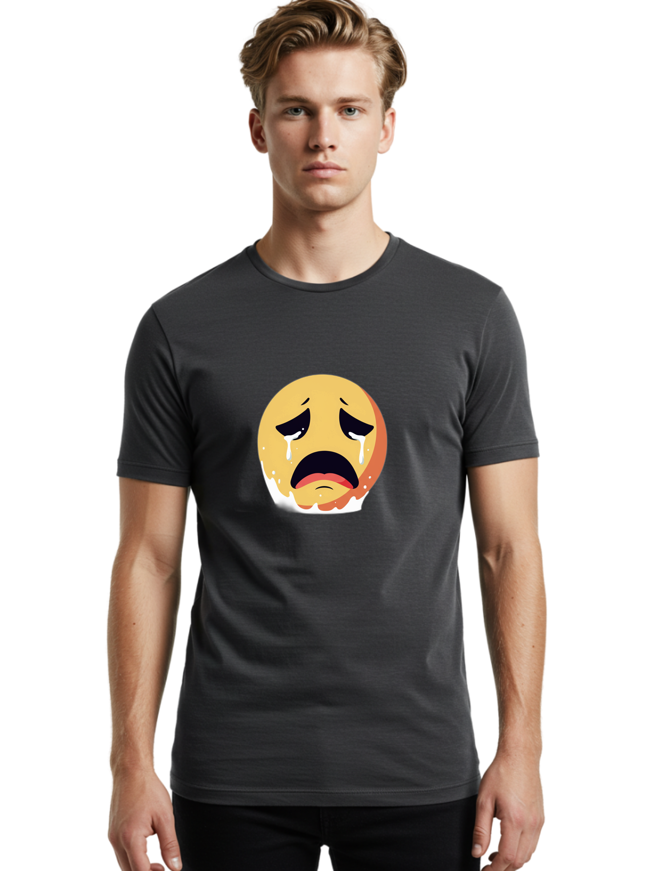 Crying-Emoji Men'S Graphic Tee, 100% Cotton, Comfortable Casual Summer Wear, Machine Washable, Vintage Camera, Old Camera, Antique Camera, Black Camera, Classic Photography, Photography Equipment, Nostalgic Device, Film Camera, Camera Art Bam156