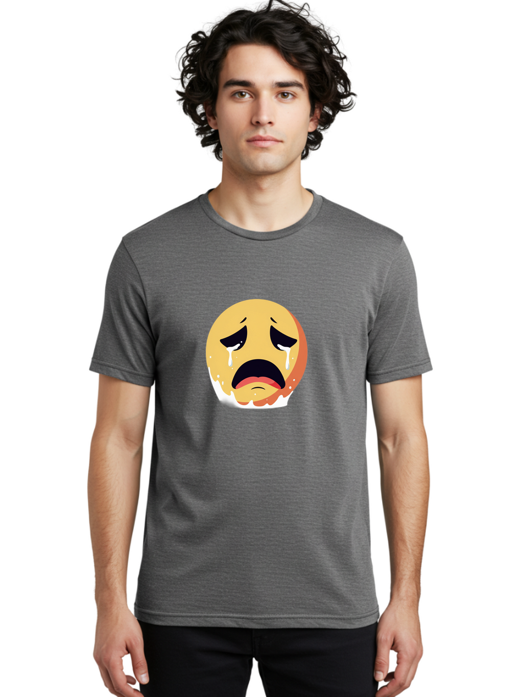 Crying-Emoji Men'S Graphic Tee, 100% Cotton, Comfortable Casual Summer Wear, Machine Washable, Vintage Camera, Old Camera, Antique Camera, Black Camera, Classic Photography, Photography Equipment, Nostalgic Device, Film Camera, Camera Art Bam156