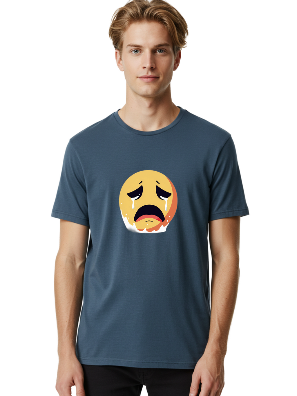 Crying-Emoji Men'S Graphic Tee, 100% Cotton, Comfortable Casual Summer Wear, Machine Washable, Vintage Camera, Old Camera, Antique Camera, Black Camera, Classic Photography, Photography Equipment, Nostalgic Device, Film Camera, Camera Art Bam156