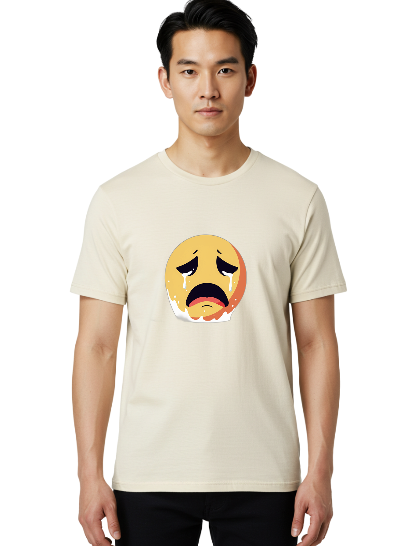 Crying-Emoji Men'S Graphic Tee, 100% Cotton, Comfortable Casual Summer Wear, Machine Washable, Vintage Camera, Old Camera, Antique Camera, Black Camera, Classic Photography, Photography Equipment, Nostalgic Device, Film Camera, Camera Art Bam156