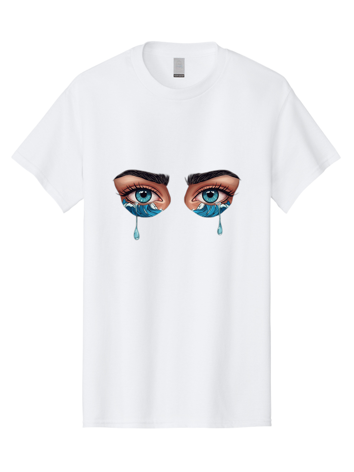 Crying-Eyes-With-Ocean-Waves Men'S Graphic Tee, 100% Cotton, Comfortable Casual Summer Wear, Machine Washable, Vintage Camera, Old Camera, Antique Camera, Black Camera, Classic Photography, Photography Equipment, Nostalgic Device, Film Camera, Bam157