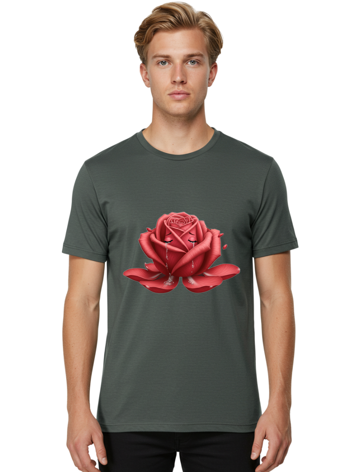 Crying-Rose-1 Men'S Graphic Tee, 100% Cotton, Comfortable Casual Summer Wear, Machine Washable, Vintage Camera, Old Camera, Antique Camera, Black Camera, Classic Photography, Photography Equipment, Nostalgic Device, Film Camera, Camera Art Bam178