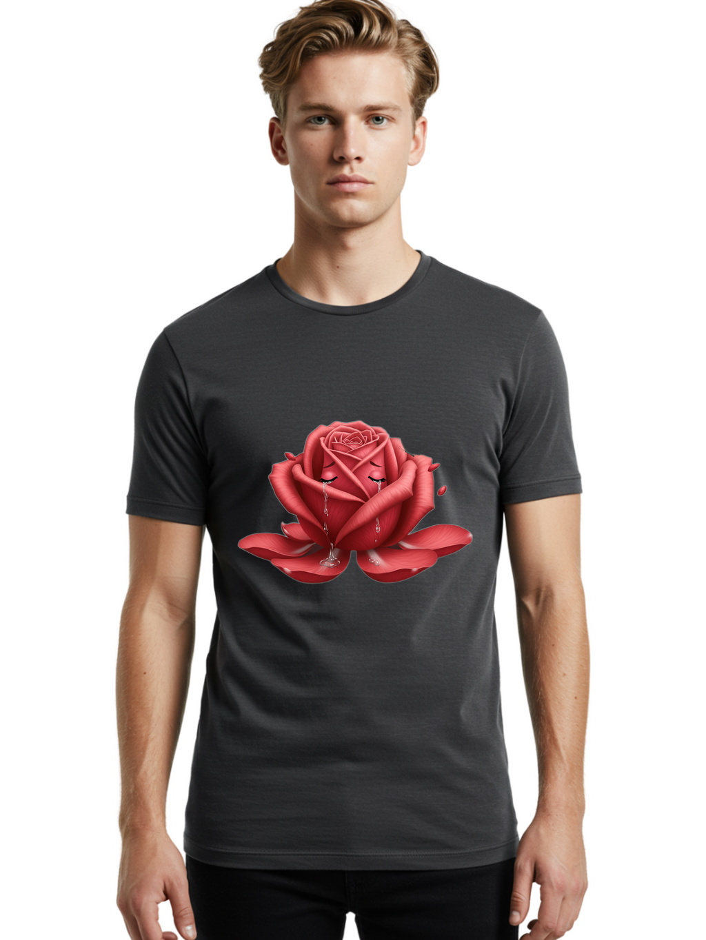 Crying-Rose-1 Men'S Graphic Tee, 100% Cotton, Comfortable Casual Summer Wear, Machine Washable, Vintage Camera, Old Camera, Antique Camera, Black Camera, Classic Photography, Photography Equipment, Nostalgic Device, Film Camera, Camera Art Bam178
