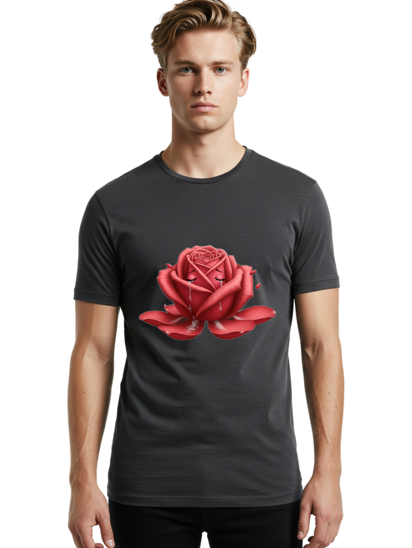 Crying-Rose-1 Men'S Graphic Tee, 100% Cotton, Comfortable Casual Summer Wear, Machine Washable, Vintage Camera, Old Camera, Antique Camera, Black Camera, Classic Photography, Photography Equipment, Nostalgic Device, Film Camera, Camera Art Bam178
