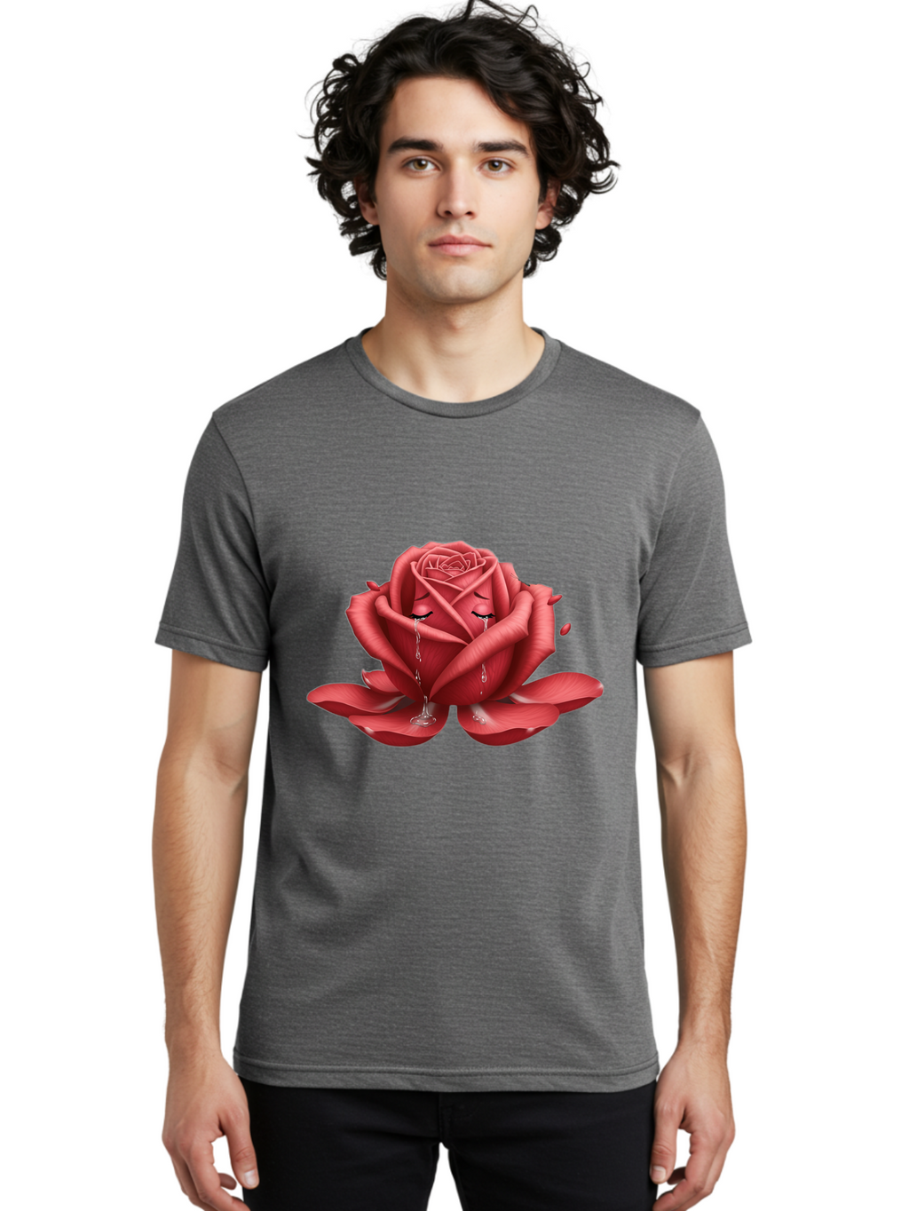 Crying-Rose-1 Men'S Graphic Tee, 100% Cotton, Comfortable Casual Summer Wear, Machine Washable, Vintage Camera, Old Camera, Antique Camera, Black Camera, Classic Photography, Photography Equipment, Nostalgic Device, Film Camera, Camera Art Bam178