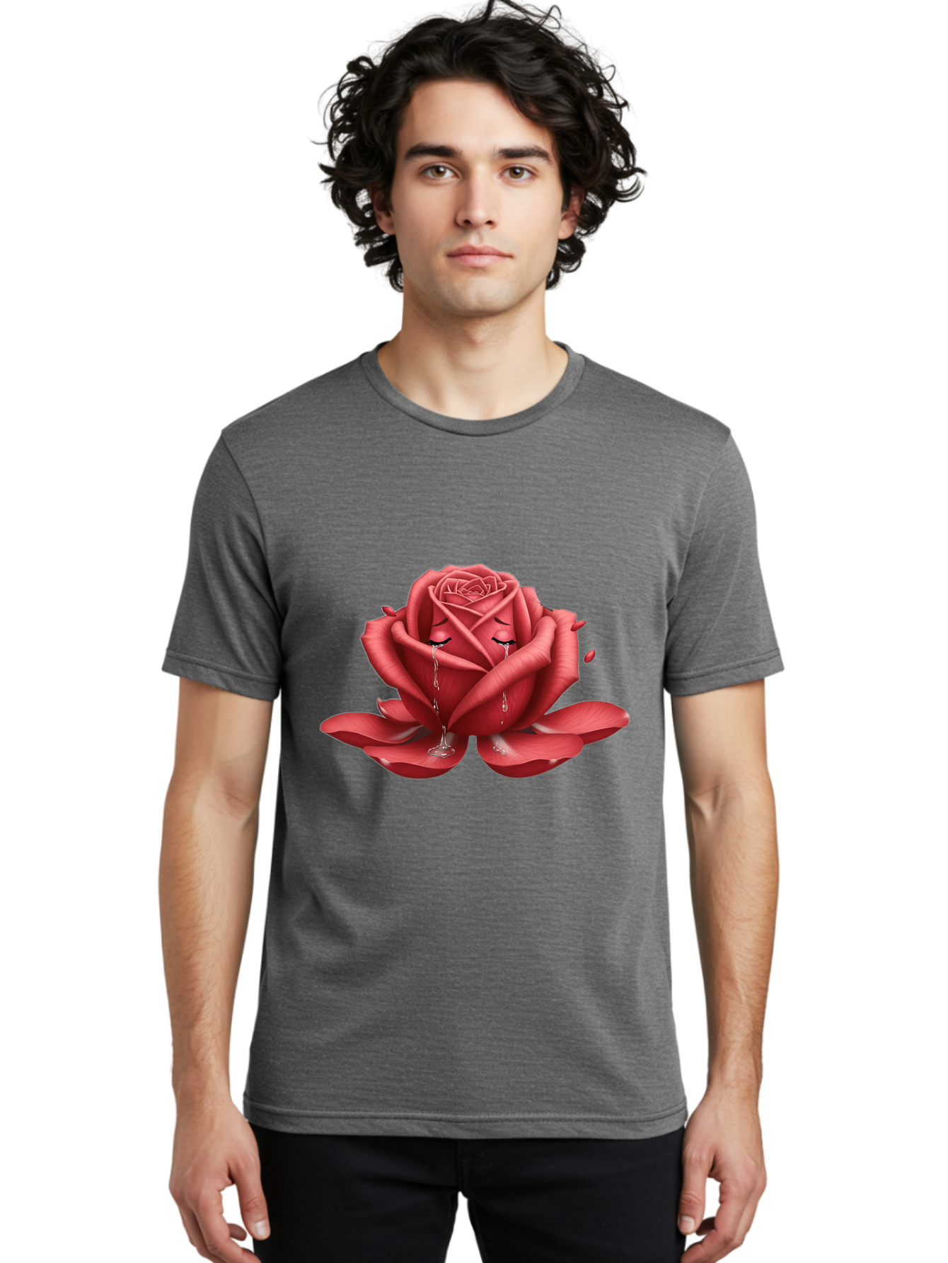 Crying-Rose-1 Men'S Graphic Tee, 100% Cotton, Comfortable Casual Summer Wear, Machine Washable, Vintage Camera, Old Camera, Antique Camera, Black Camera, Classic Photography, Photography Equipment, Nostalgic Device, Film Camera, Camera Art Bam178