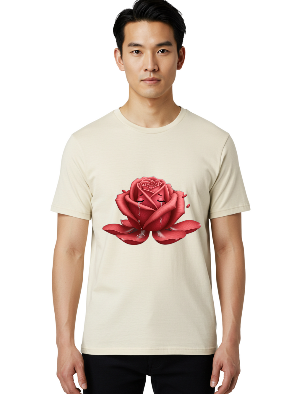 Crying-Rose-1 Men'S Graphic Tee, 100% Cotton, Comfortable Casual Summer Wear, Machine Washable, Vintage Camera, Old Camera, Antique Camera, Black Camera, Classic Photography, Photography Equipment, Nostalgic Device, Film Camera, Camera Art Bam178