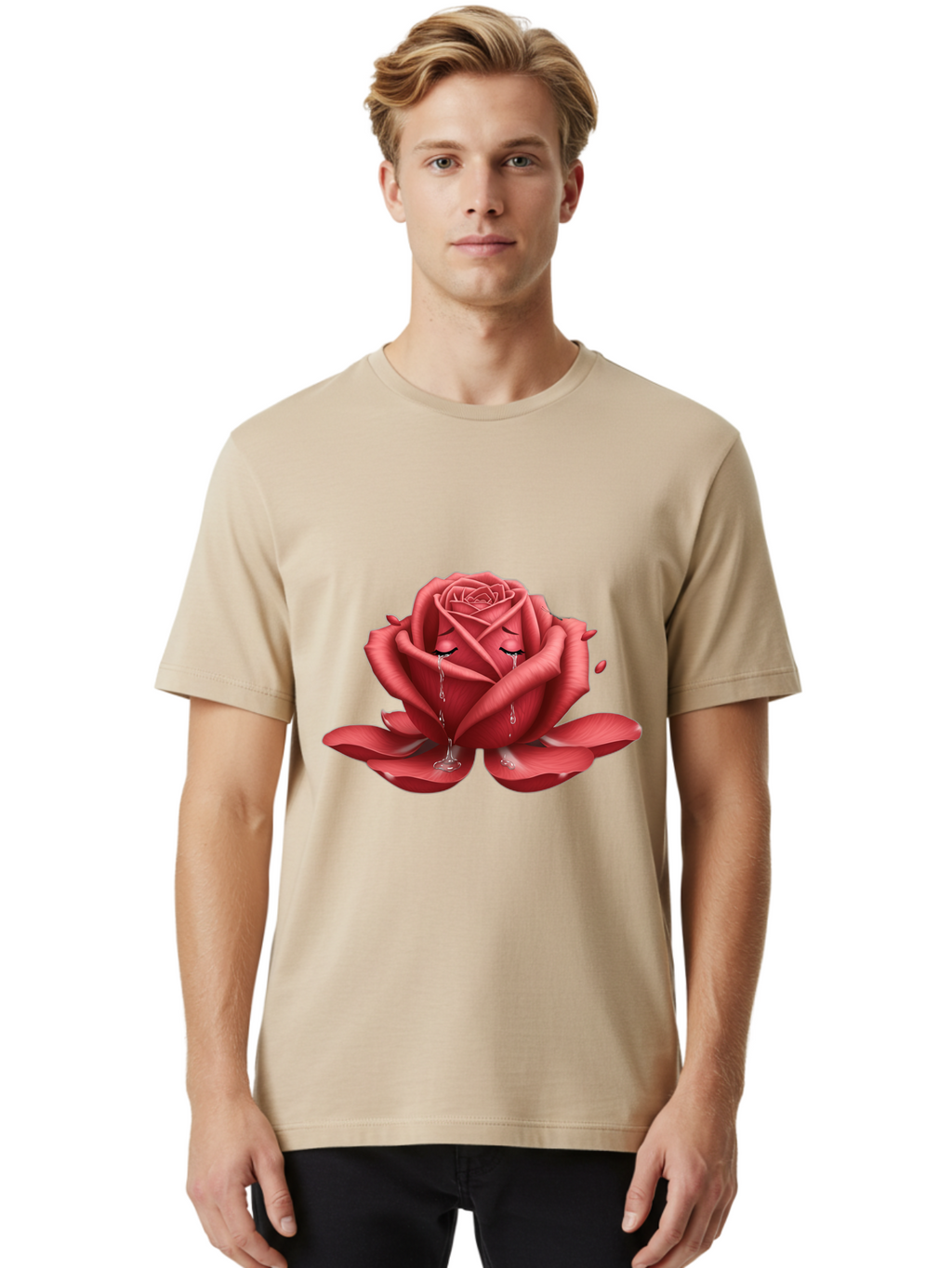 Crying-Rose-1 Men'S Graphic Tee, 100% Cotton, Comfortable Casual Summer Wear, Machine Washable, Vintage Camera, Old Camera, Antique Camera, Black Camera, Classic Photography, Photography Equipment, Nostalgic Device, Film Camera, Camera Art Bam178