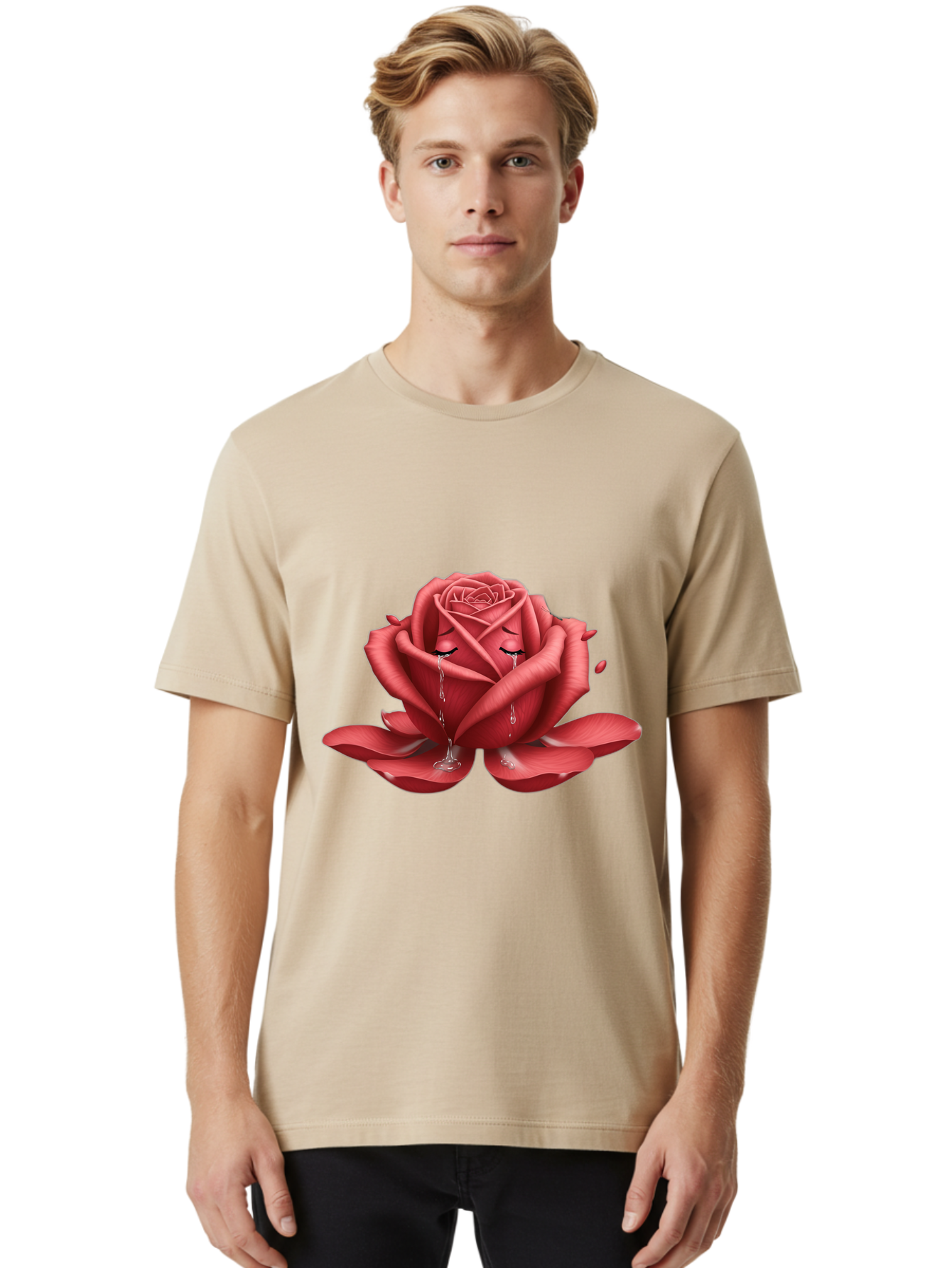 Crying-Rose-1 Men'S Graphic Tee, 100% Cotton, Comfortable Casual Summer Wear, Machine Washable, Vintage Camera, Old Camera, Antique Camera, Black Camera, Classic Photography, Photography Equipment, Nostalgic Device, Film Camera, Camera Art Bam178