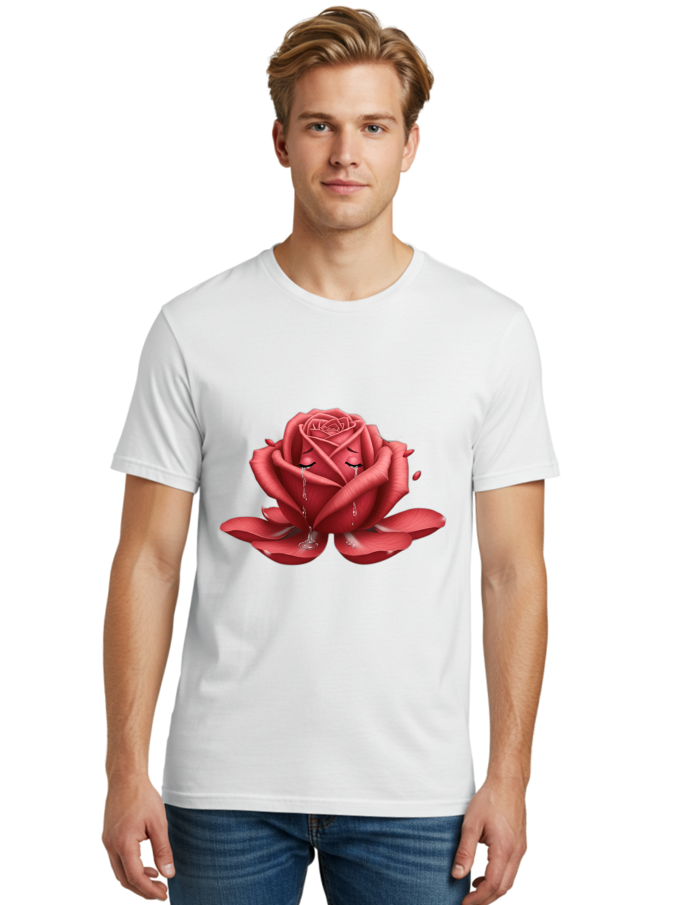 Crying-Rose-1 Men'S Graphic Tee, 100% Cotton, Comfortable Casual Summer Wear, Machine Washable, Vintage Camera, Old Camera, Antique Camera, Black Camera, Classic Photography, Photography Equipment, Nostalgic Device, Film Camera, Camera Art Bam178