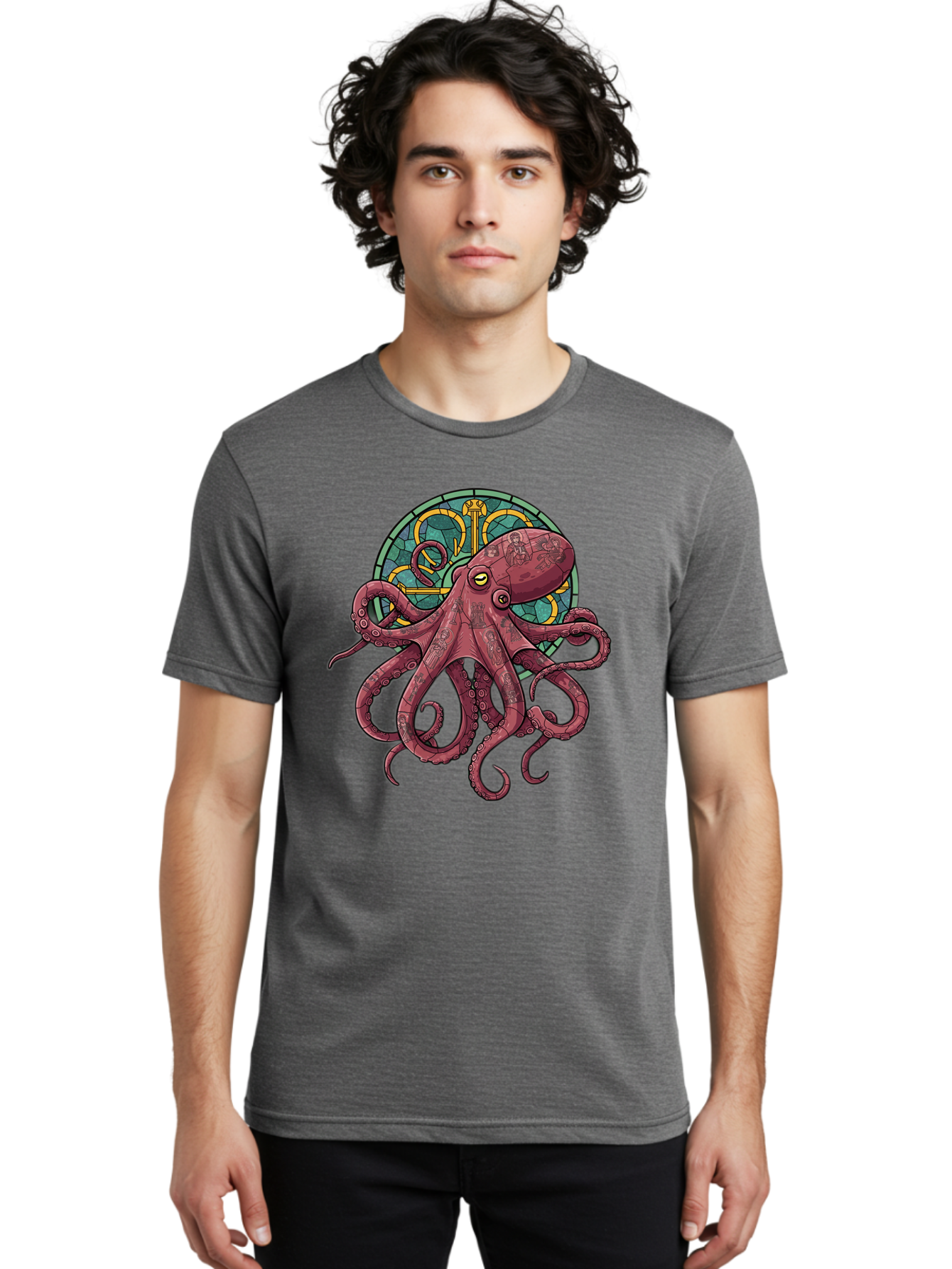 Cthulhu-Octopus Men'S Graphic Tee, 100% Cotton, Comfortable Casual Summer Wear, Machine Washable, Vintage Camera, Old Camera, Antique Camera, Black Camera, Classic Photography, Photography Equipment, Nostalgic Device, Film Camera, Camera Art Bam182