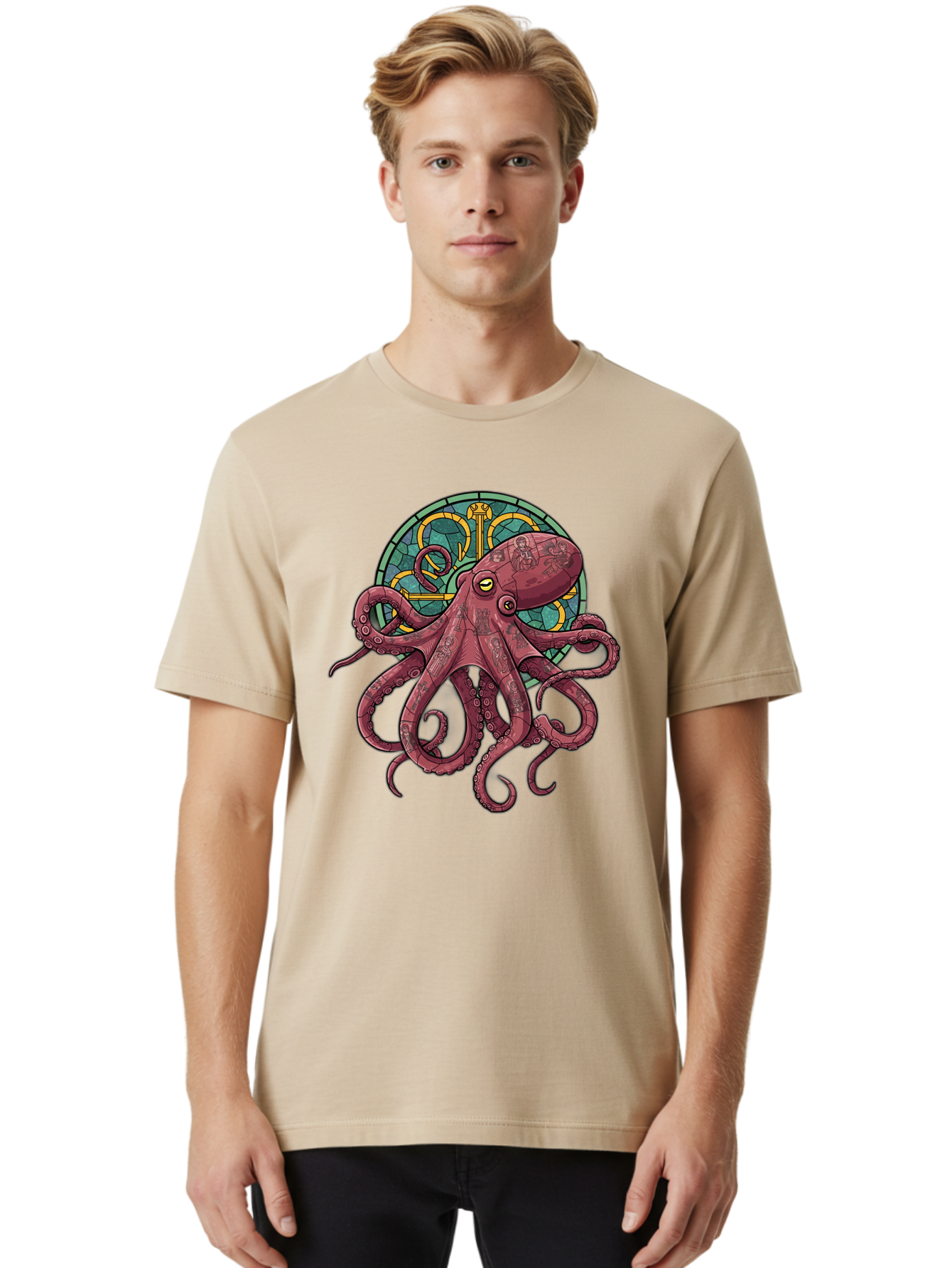 Cthulhu-Octopus Men'S Graphic Tee, 100% Cotton, Comfortable Casual Summer Wear, Machine Washable, Vintage Camera, Old Camera, Antique Camera, Black Camera, Classic Photography, Photography Equipment, Nostalgic Device, Film Camera, Camera Art Bam182