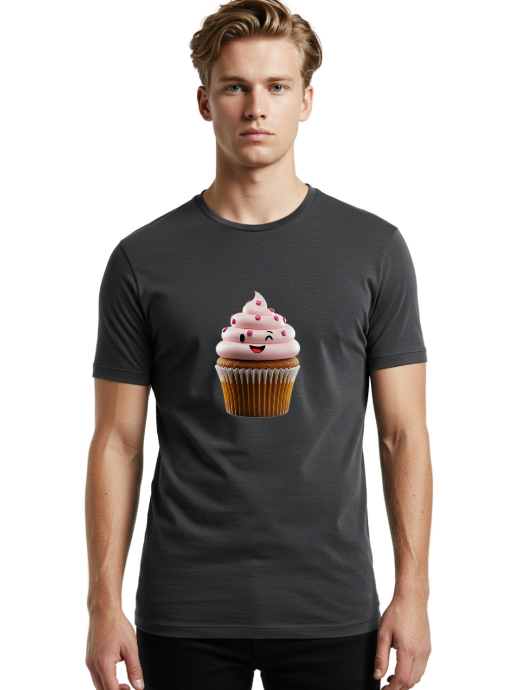 Cupcake-1 Men'S Graphic Tee, 100% Cotton, Comfortable Casual Summer Wear, Machine Washable, Vintage Camera, Old Camera, Antique Camera, Black Camera, Classic Photography, Photography Equipment, Nostalgic Device, Film Camera, Camera Art Bam186