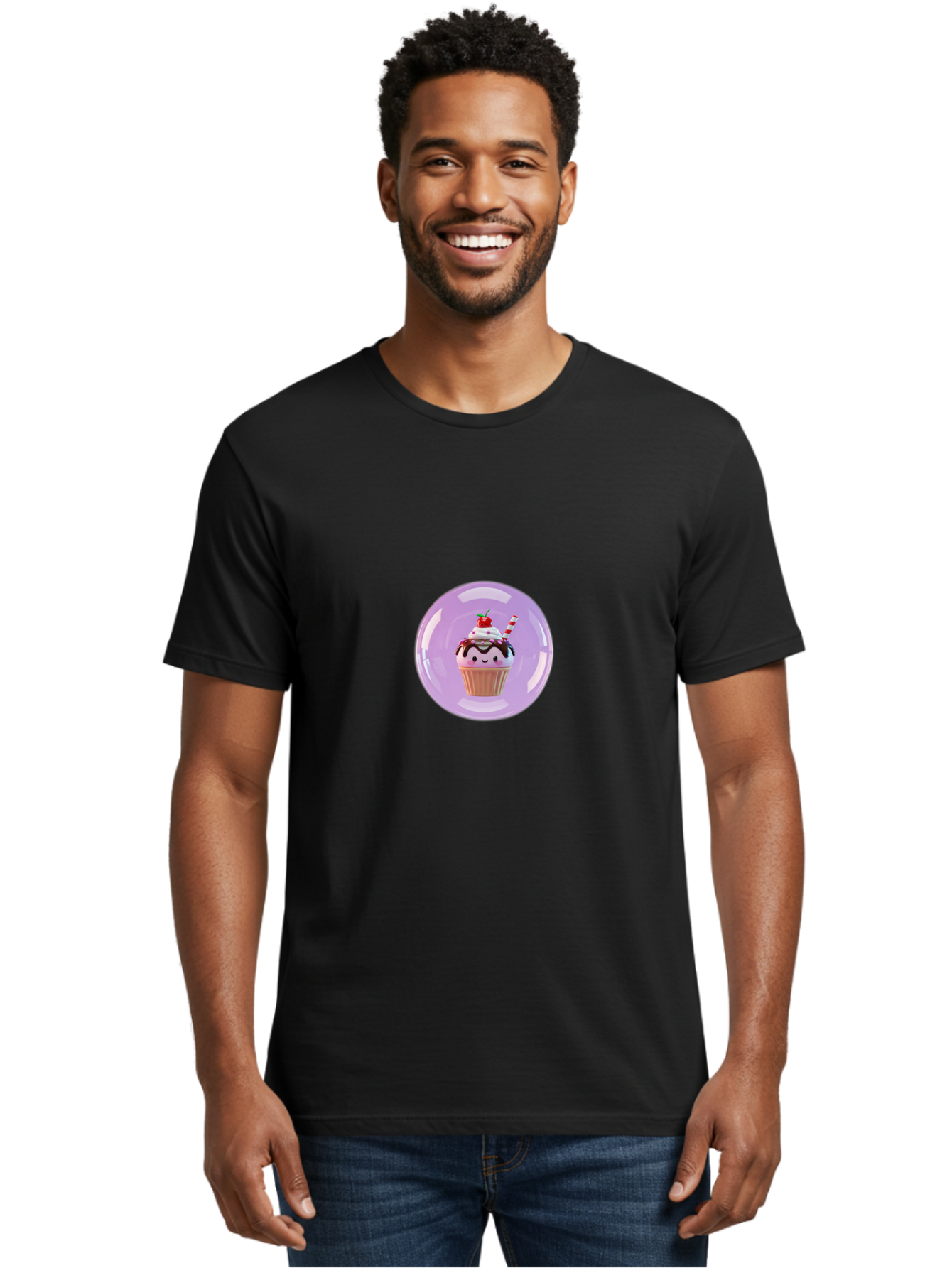 Cupcake-In-Bubble Men'S Graphic Tee, 100% Cotton, Comfortable Casual Summer Wear, Machine Washable, Vintage Camera, Old Camera, Antique Camera, Black Camera, Classic Photography, Photography Equipment, Nostalgic Device, Film Camera, Camera Art Bam193