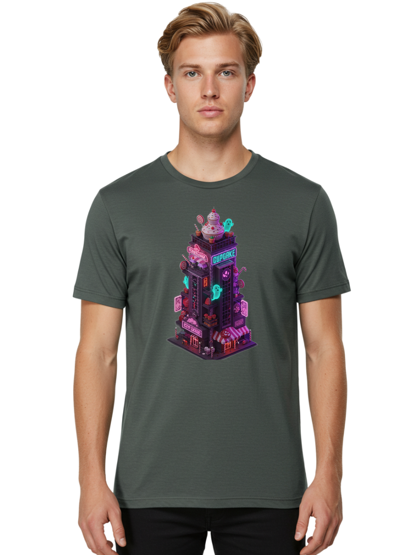 Cupcake-Tower-2 Men'S Graphic Tee, 100% Cotton, Comfortable Casual Summer Wear, Machine Washable, Vintage Camera, Old Camera, Antique Camera, Black Camera, Classic Photography, Photography Equipment, Nostalgic Device, Film Camera, Camera Art Bam194