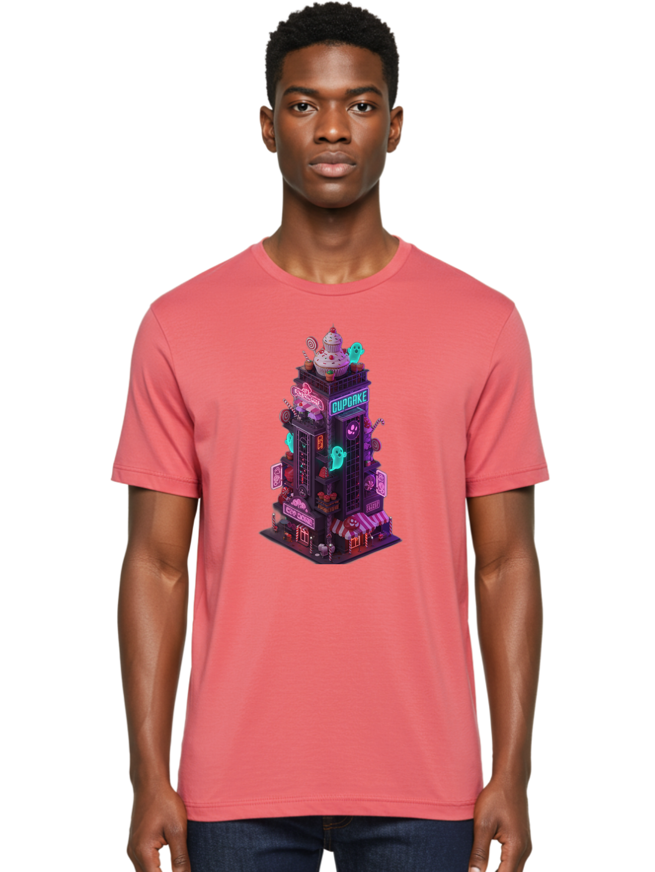 Cupcake-Tower-2 Men'S Graphic Tee, 100% Cotton, Comfortable Casual Summer Wear, Machine Washable, Vintage Camera, Old Camera, Antique Camera, Black Camera, Classic Photography, Photography Equipment, Nostalgic Device, Film Camera, Camera Art Bam194