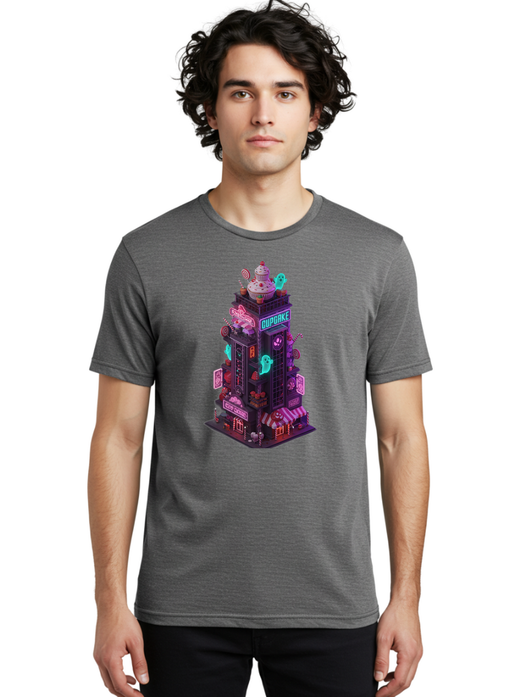 Cupcake-Tower-2 Men'S Graphic Tee, 100% Cotton, Comfortable Casual Summer Wear, Machine Washable, Vintage Camera, Old Camera, Antique Camera, Black Camera, Classic Photography, Photography Equipment, Nostalgic Device, Film Camera, Camera Art Bam194