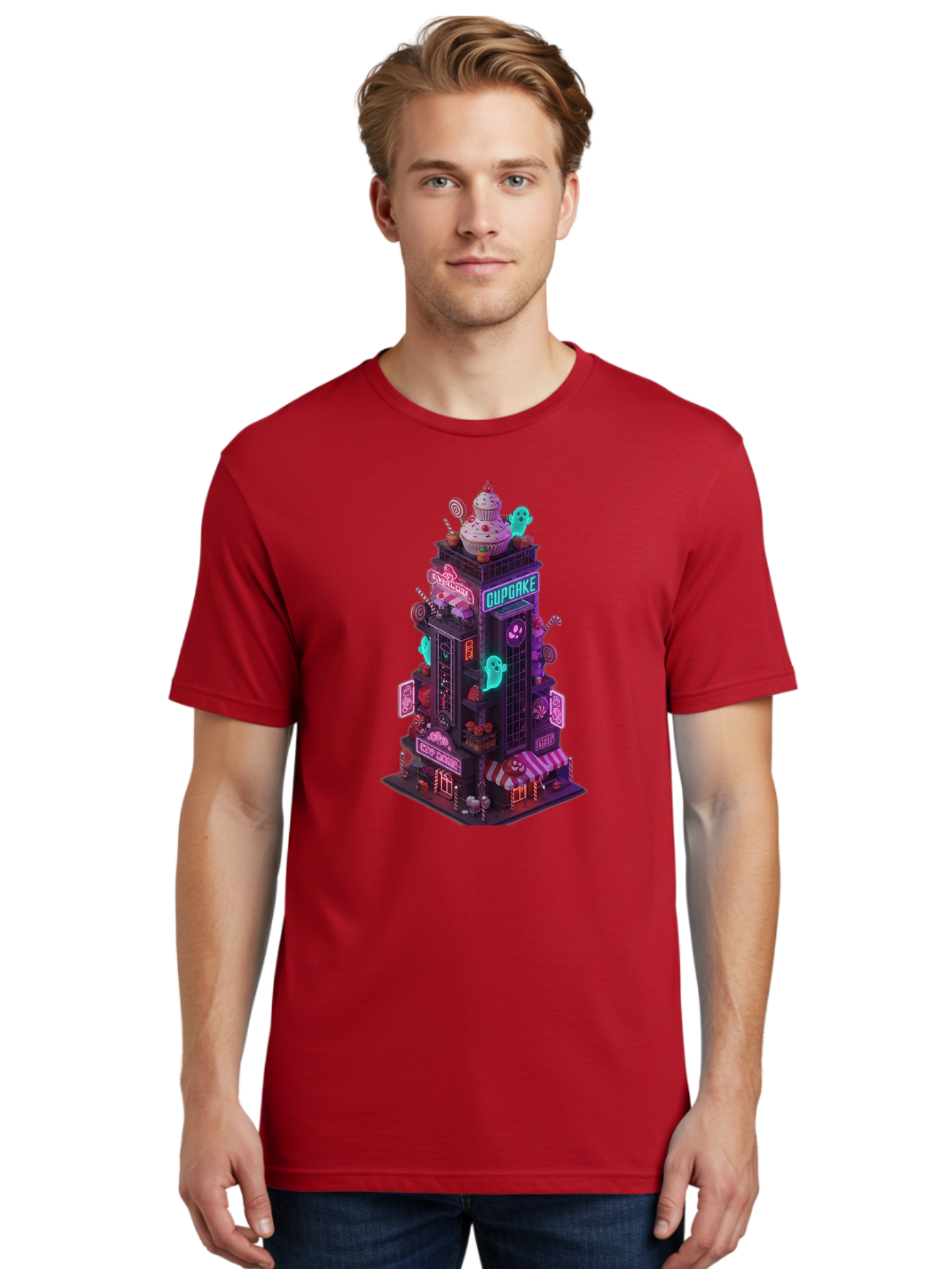 Cupcake-Tower-2 Men'S Graphic Tee, 100% Cotton, Comfortable Casual Summer Wear, Machine Washable, Vintage Camera, Old Camera, Antique Camera, Black Camera, Classic Photography, Photography Equipment, Nostalgic Device, Film Camera, Camera Art Bam194