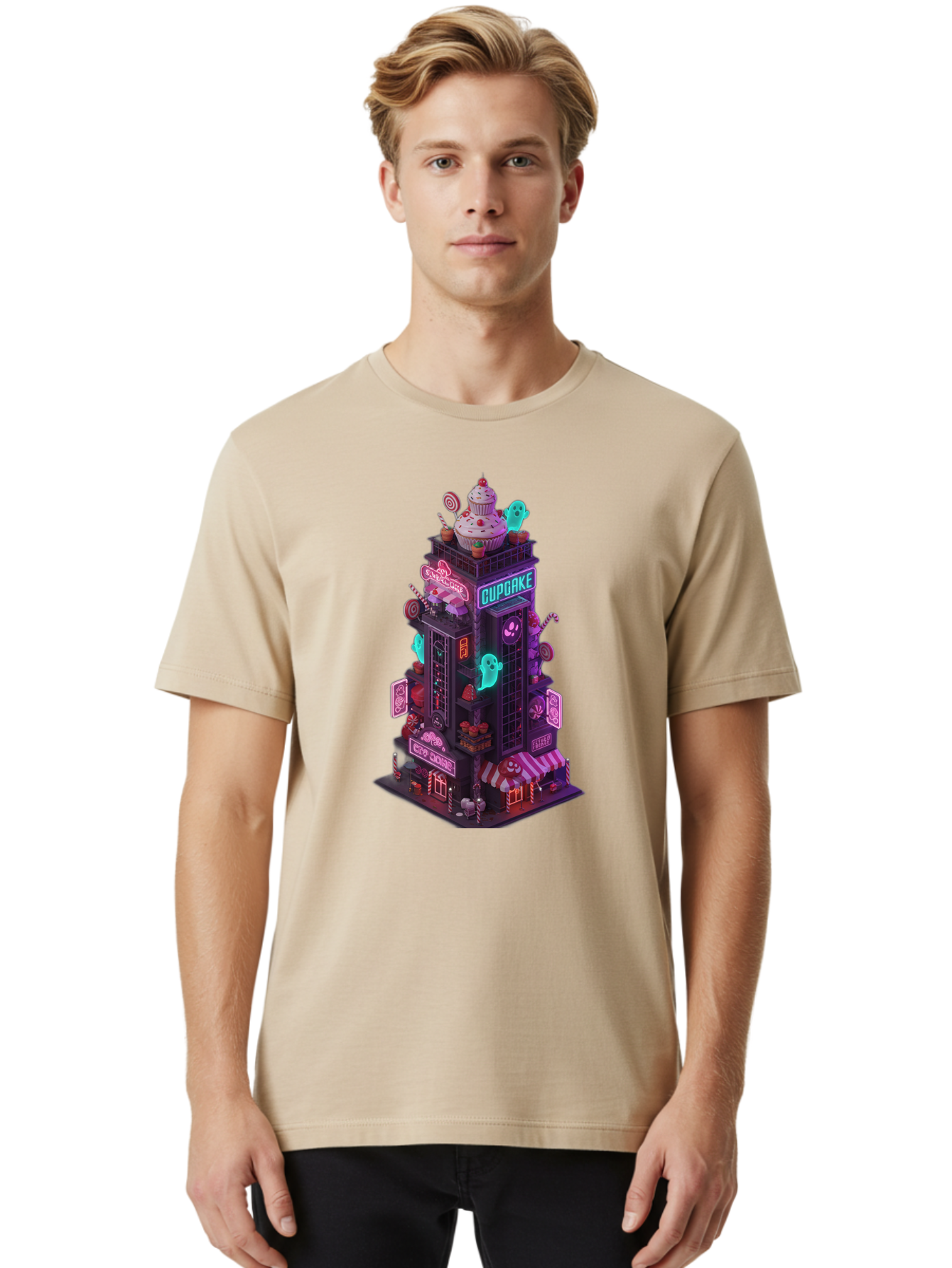 Cupcake-Tower-2 Men'S Graphic Tee, 100% Cotton, Comfortable Casual Summer Wear, Machine Washable, Vintage Camera, Old Camera, Antique Camera, Black Camera, Classic Photography, Photography Equipment, Nostalgic Device, Film Camera, Camera Art Bam194
