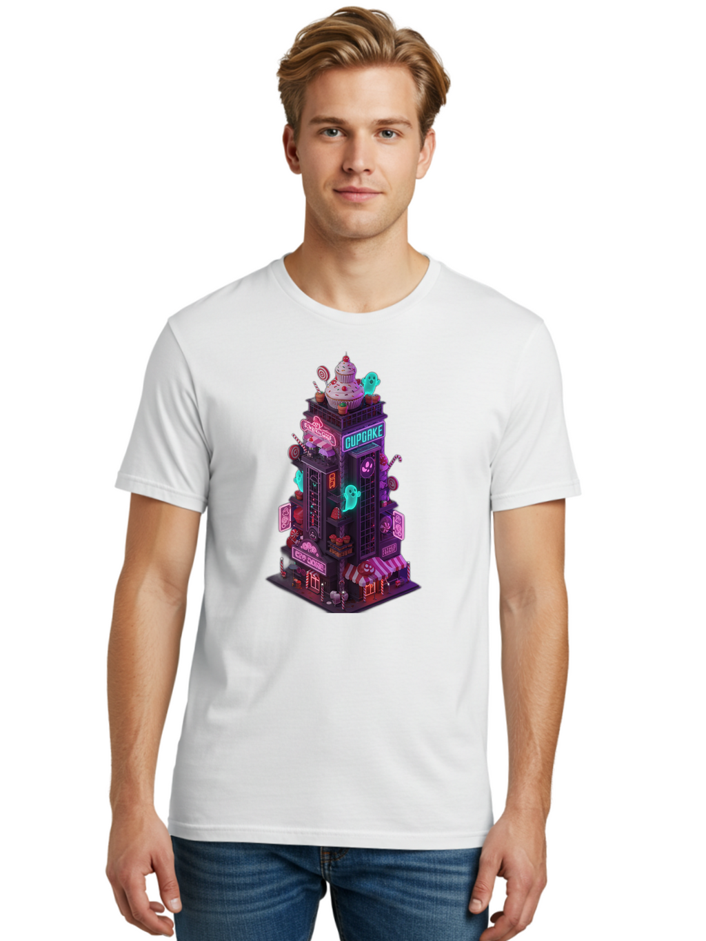 Cupcake-Tower-2 Men'S Graphic Tee, 100% Cotton, Comfortable Casual Summer Wear, Machine Washable, Vintage Camera, Old Camera, Antique Camera, Black Camera, Classic Photography, Photography Equipment, Nostalgic Device, Film Camera, Camera Art Bam194